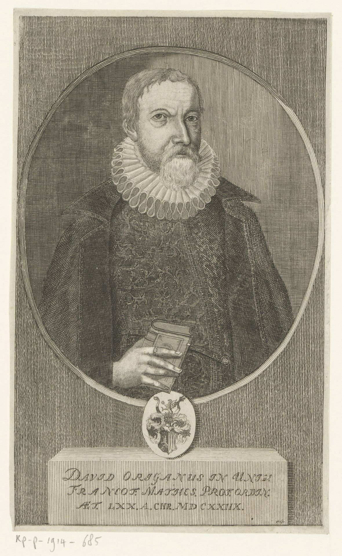 Portret van David Origanus by Heinrich Jakob Otto