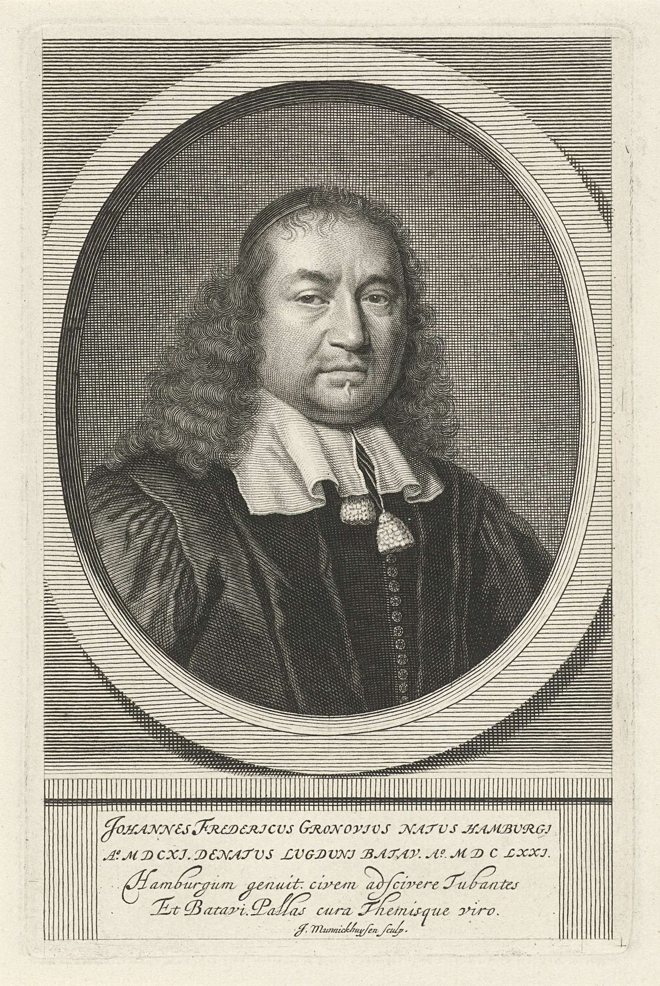 Portret van Johannes Fredericus Gronovius by Jan van Munnickhuysen