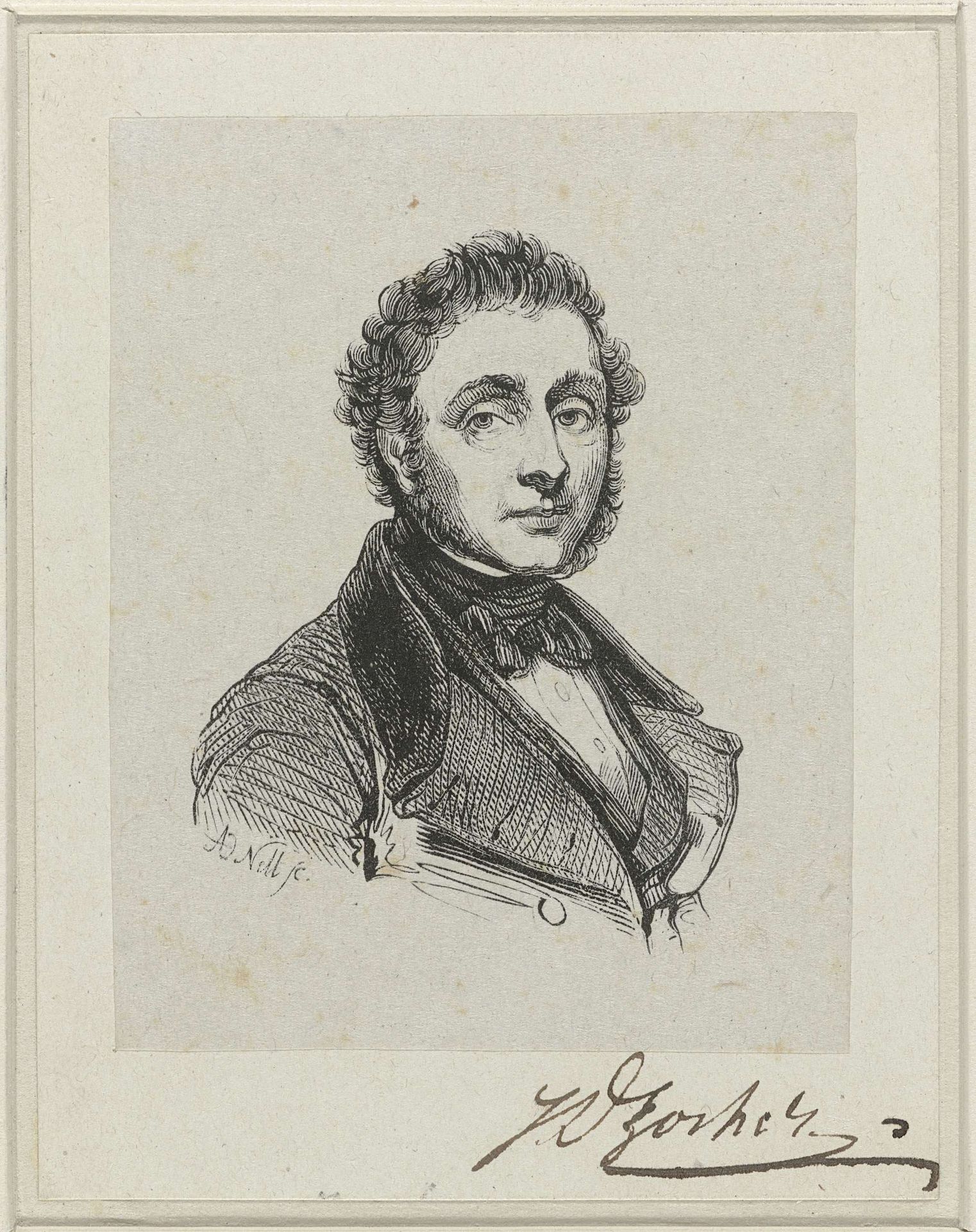 Portret van Johan David Zocher by Adolphe Frédéric Nett