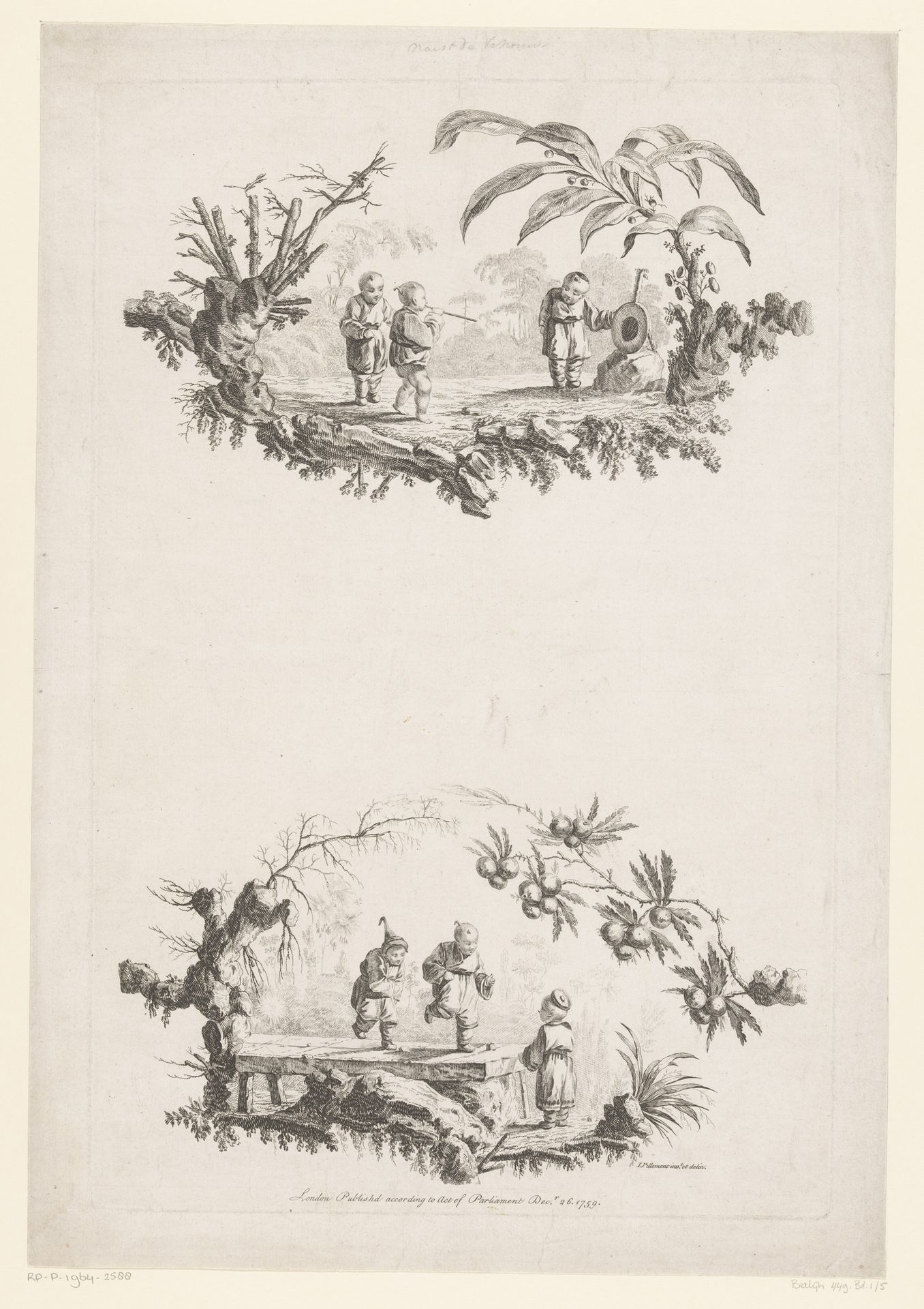 Kinderen met blaaspijp en hinkelende kinderen by Pierre Charles Canot