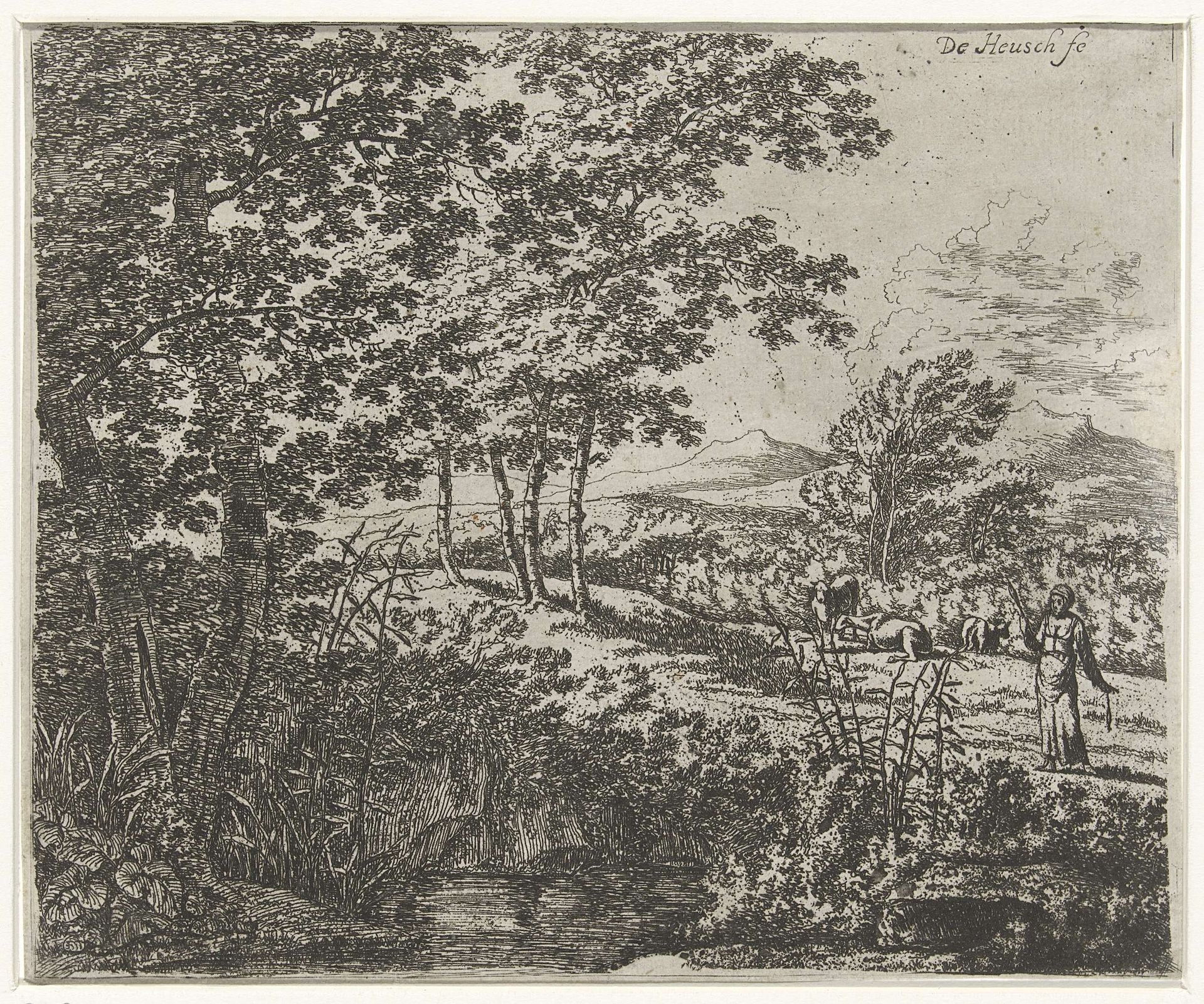 Landschap met spinster by Willem de Heusch