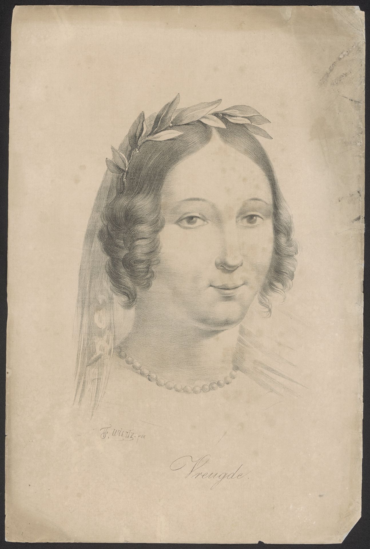 Portret van een vrouw met sluier by Henricus Franciscus Wiertz