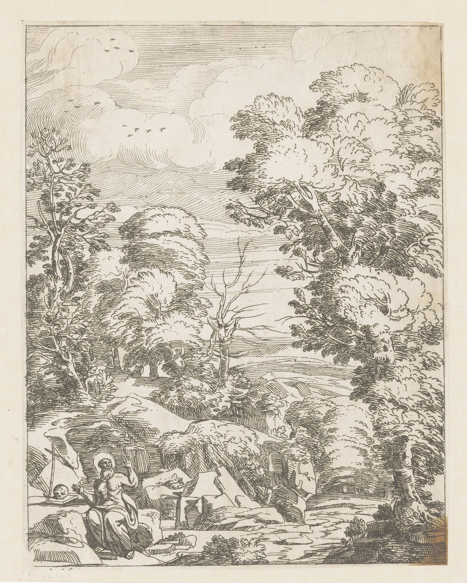 Landschap met de heilige Hieronymus by Jean Pesne