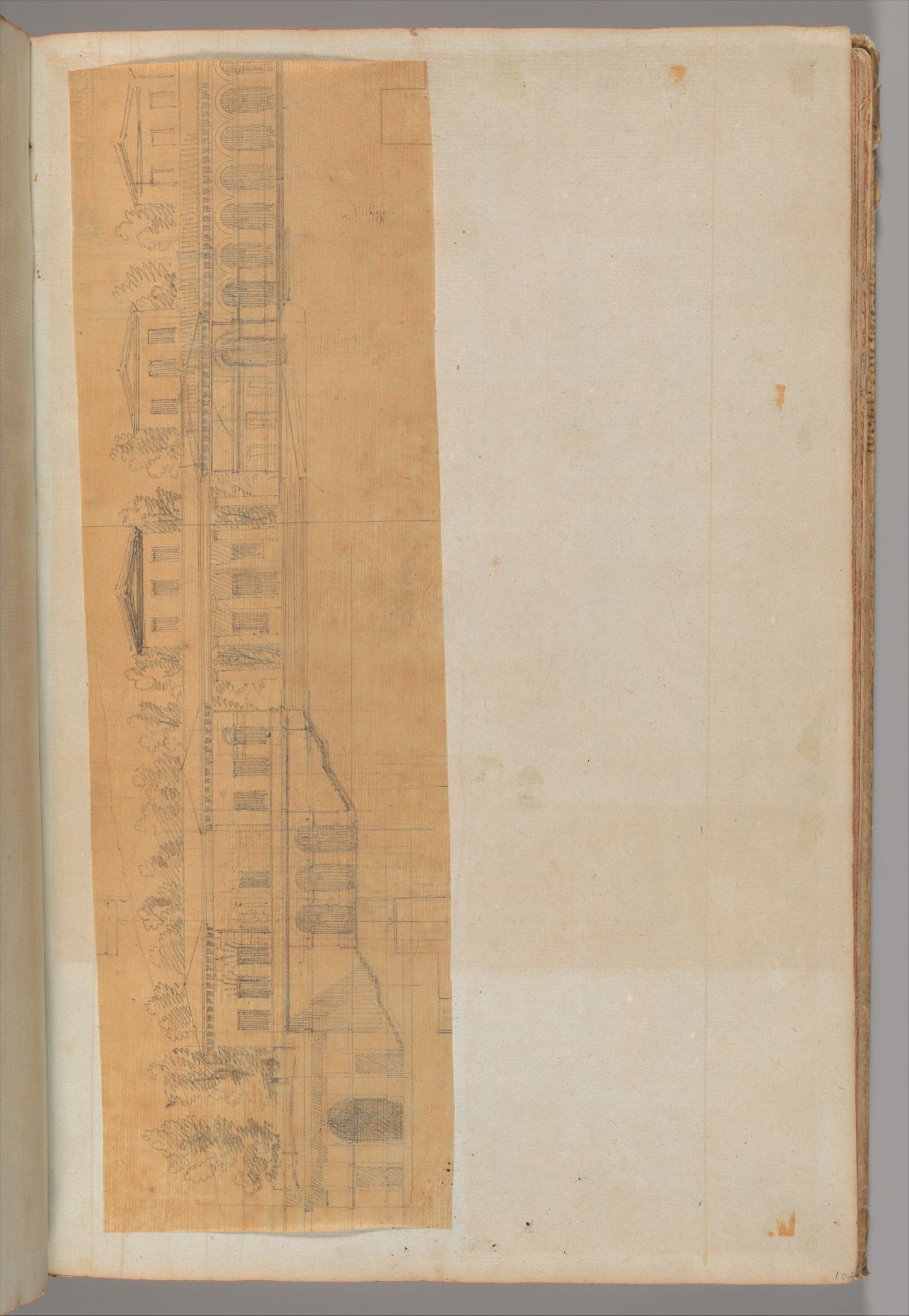 Page from a Scrapbook containing Drawings and Several Prints of Architecture, Interiors, Furniture and Other Objects by Charles Percier