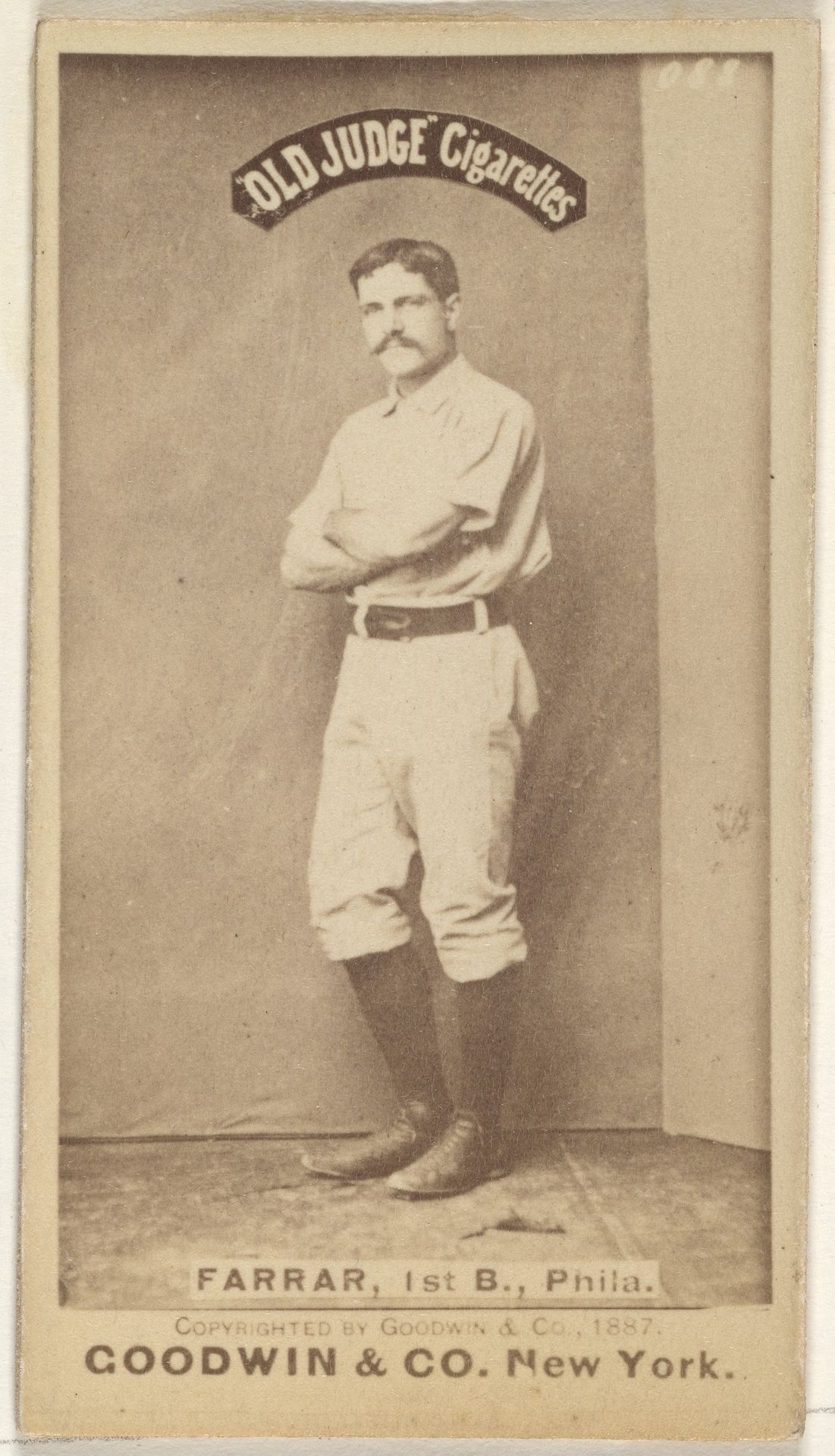 Sidney Douglas Farrar, 1st Base, Philadelphia, from the Old Judge series (N172) for Old Judge Cigarettes by Goodwin & Company