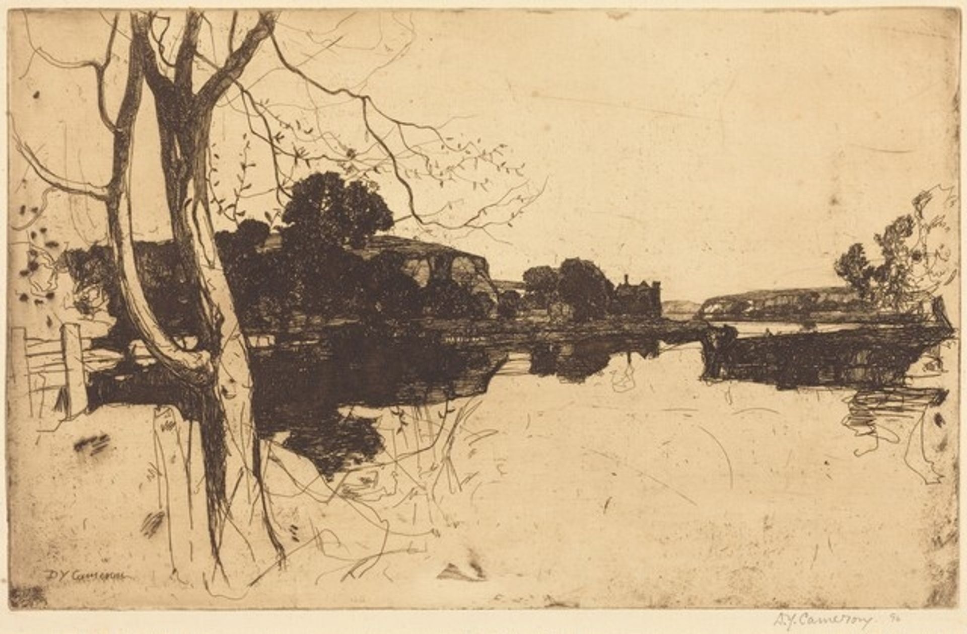 Lowland River: An Etching by David Young Cameron