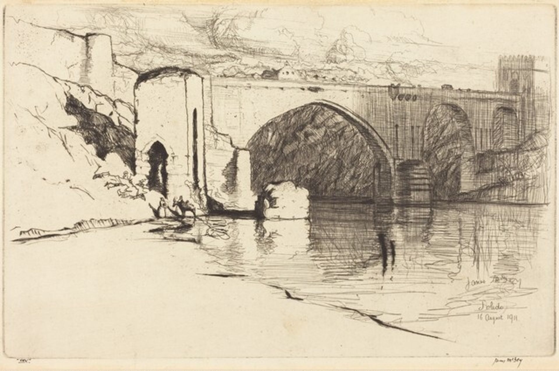 Bridge of San Martin, Toledo by James McBey