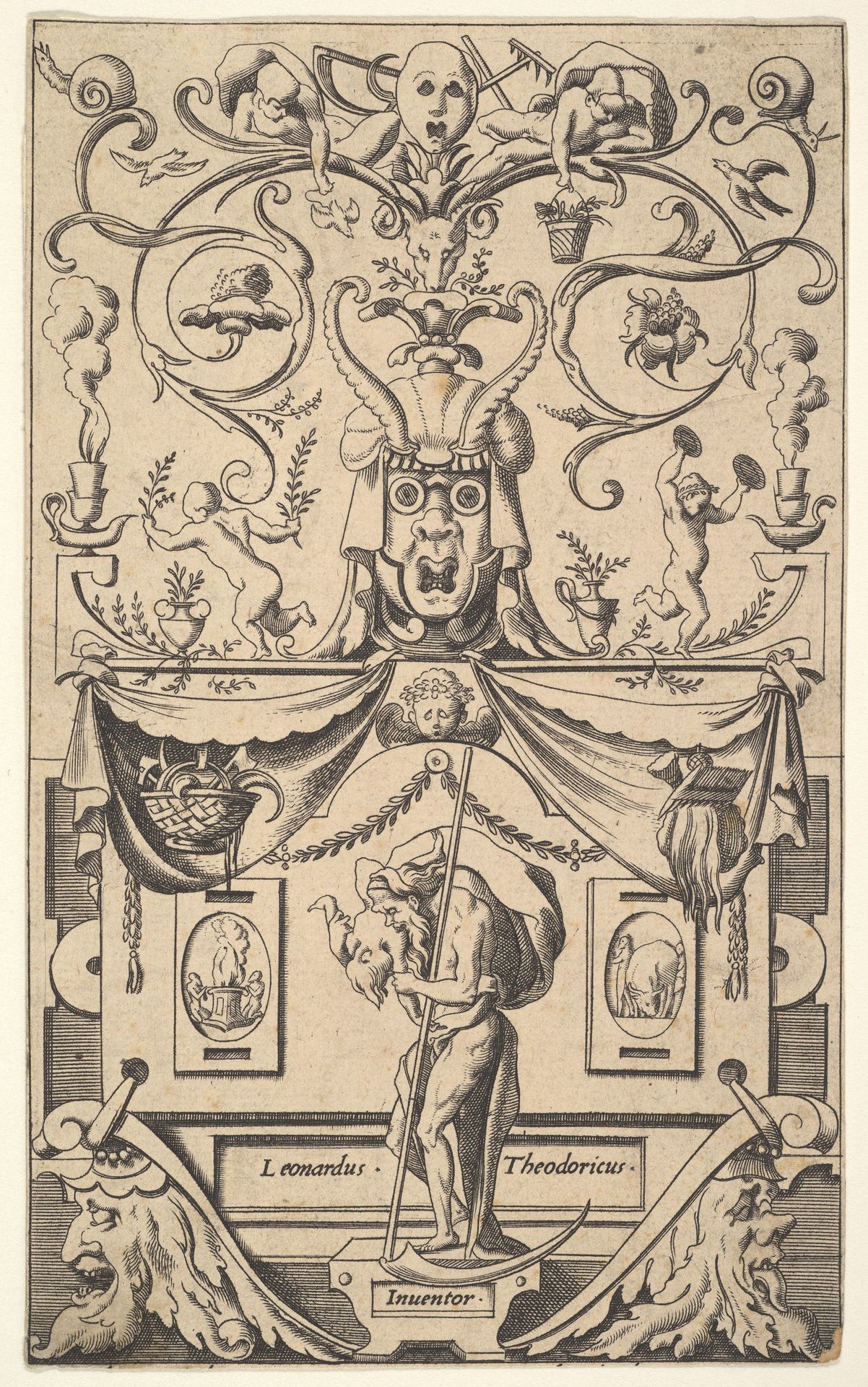 Panel with figure of Saturn, plate 1 by René Boyvin