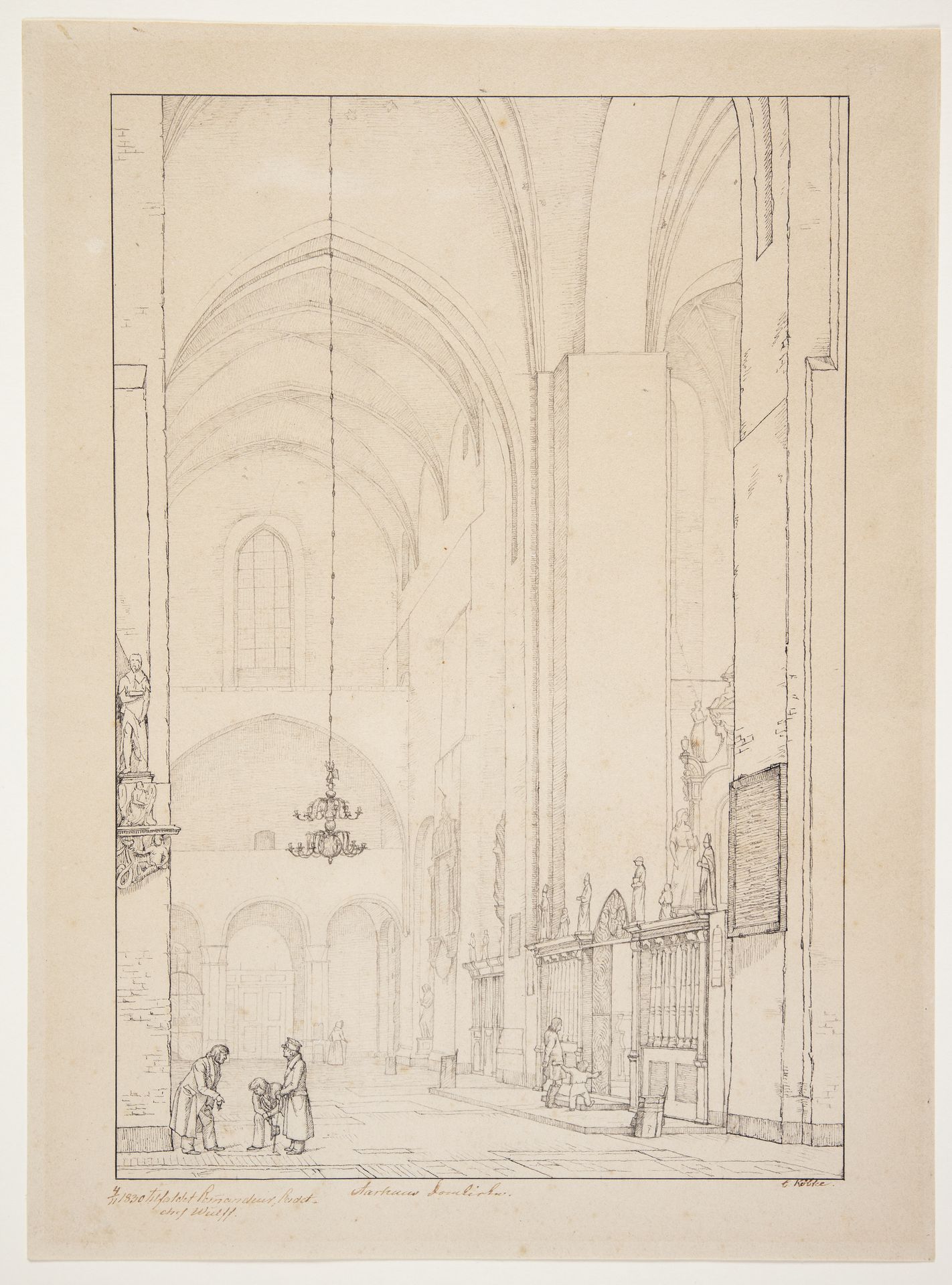 Forlæg til "Prospekt af det indre af den nordlige korsarm af Århus domkirke" by Christen Købke