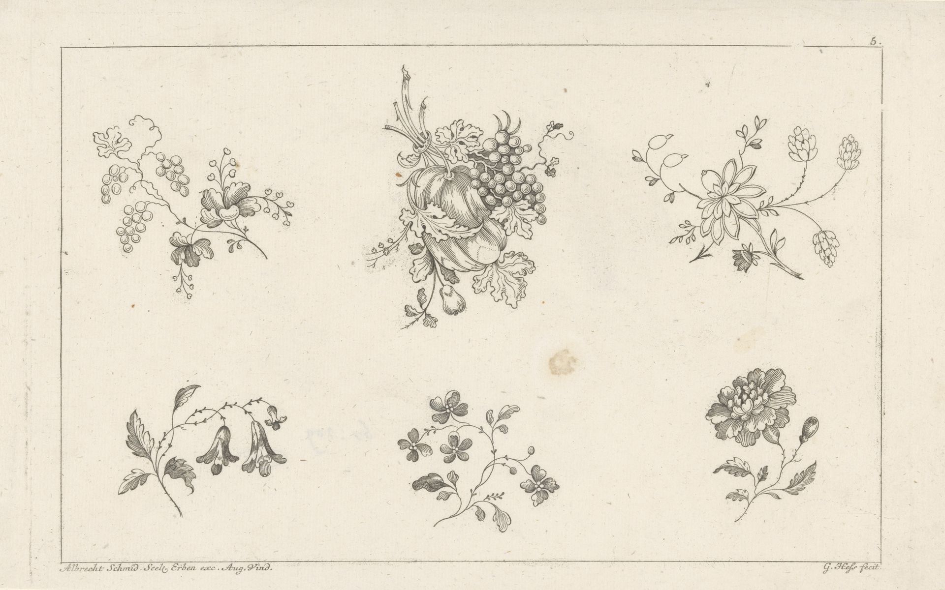Bloemen en druiventrossen by Gottlieb Hess