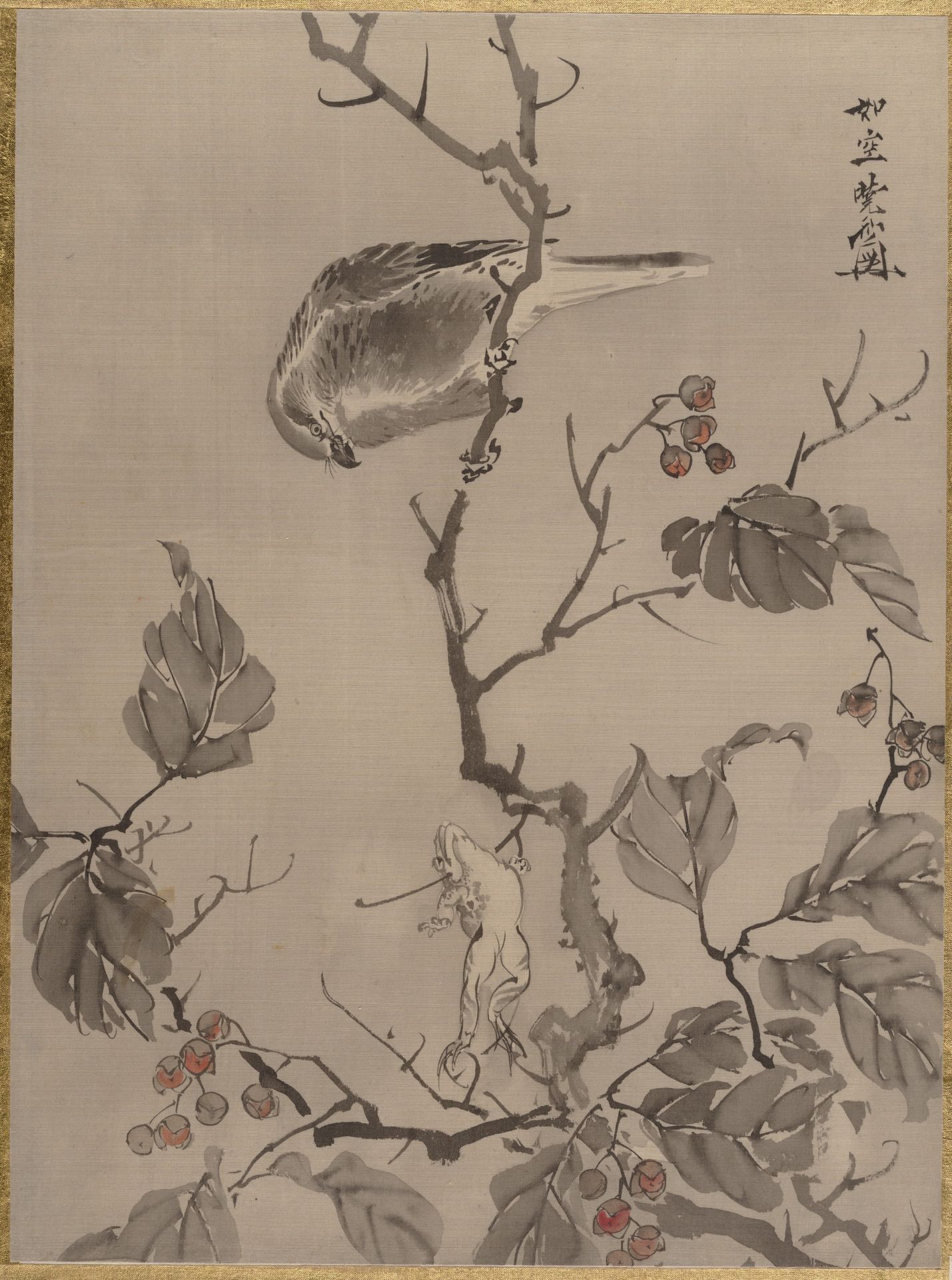 Bird and Frog by Kawanabe Kyōsai 河鍋暁斎