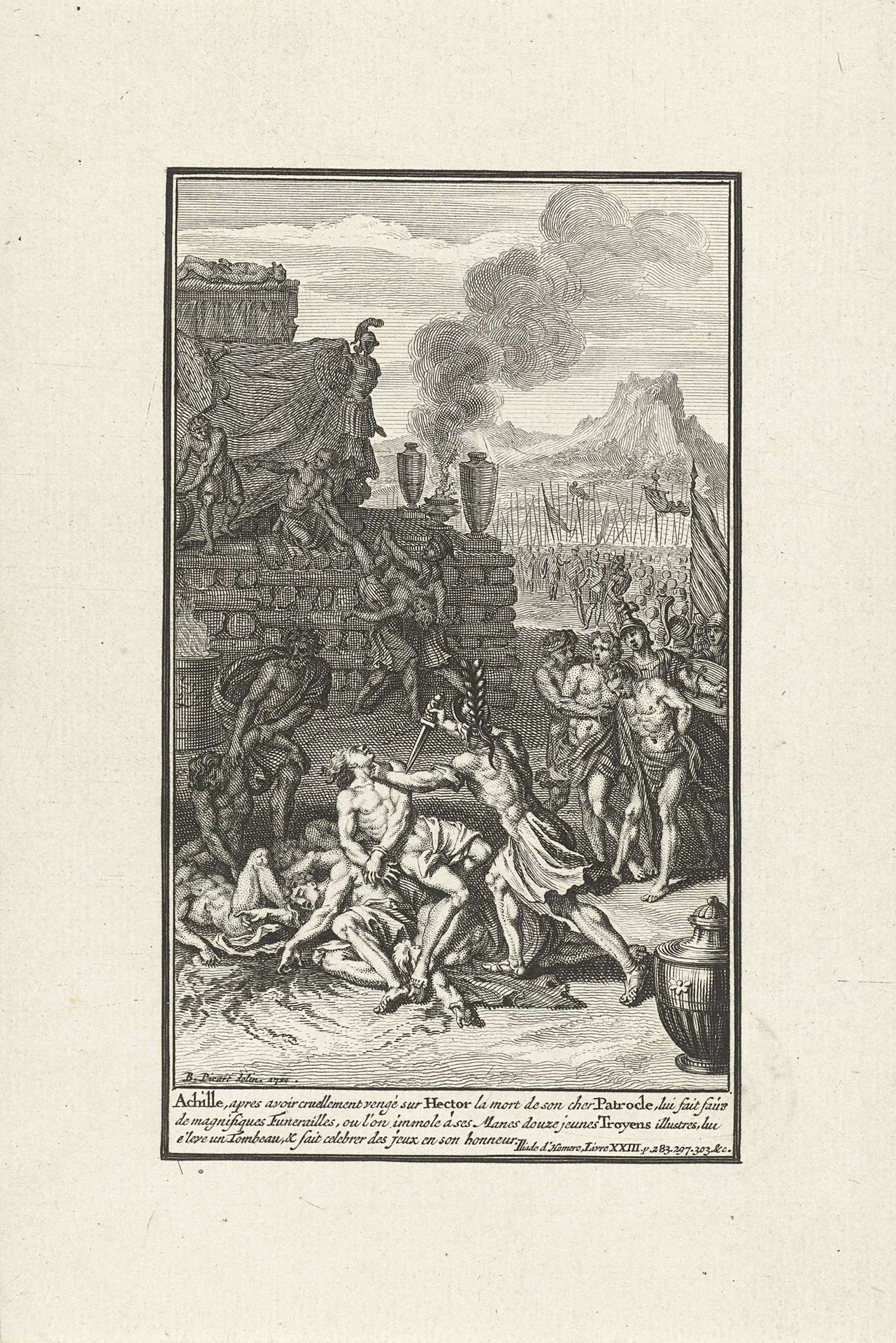 Begrafenis en lijkspelen van Patroclus by Bernard Picart