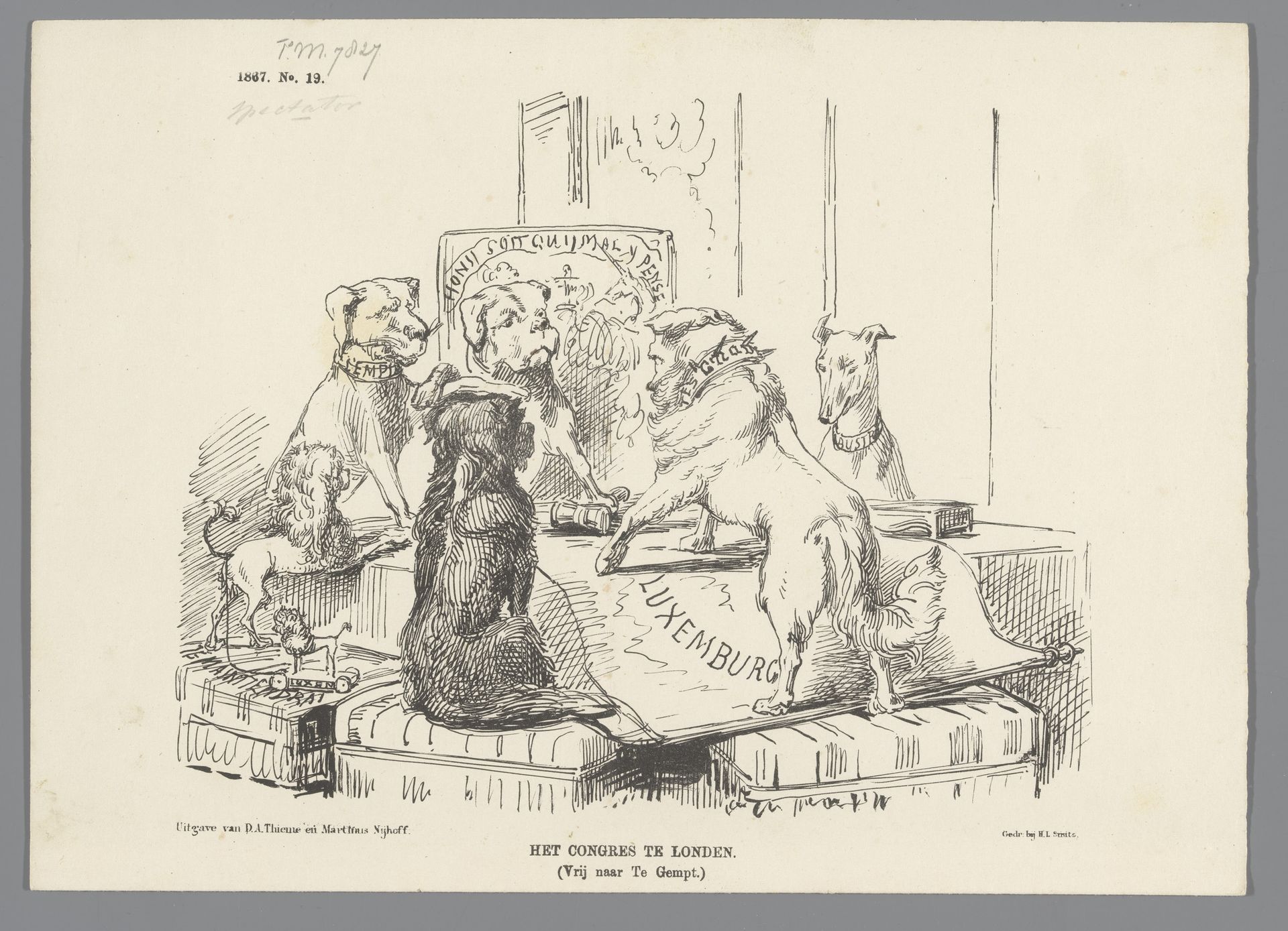 Spotprent op de Luxemburgse kwestie, 1867 by Johan Michaël Schmidt Crans