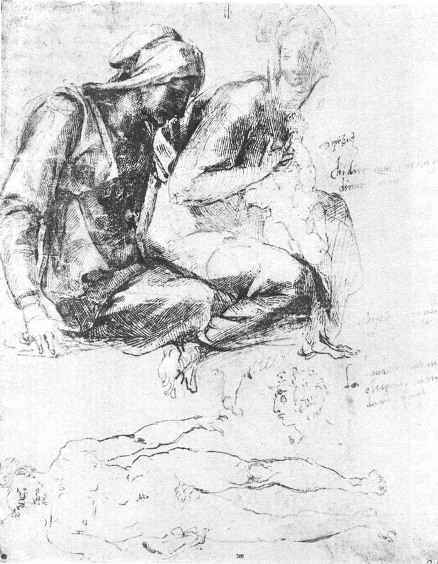 Study to "Madonna and Child with St.John the Baptist" by Michelangelo