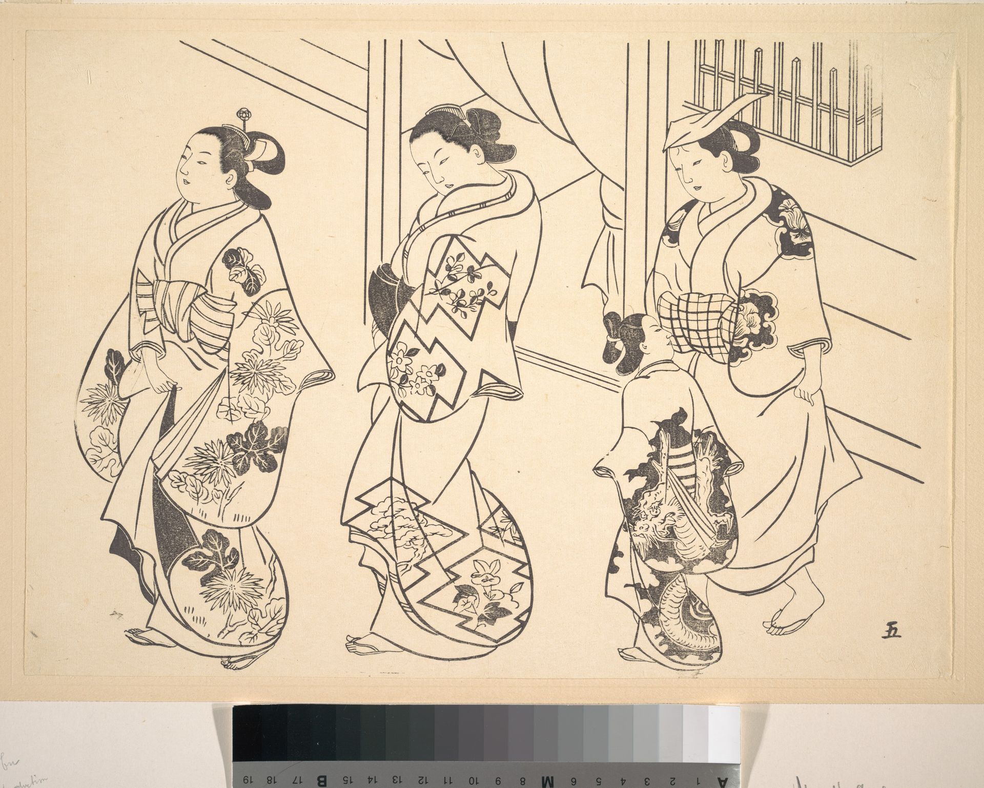 Three Courtesans and a Kamuro Strolling in the Street by Okumura Masanobu