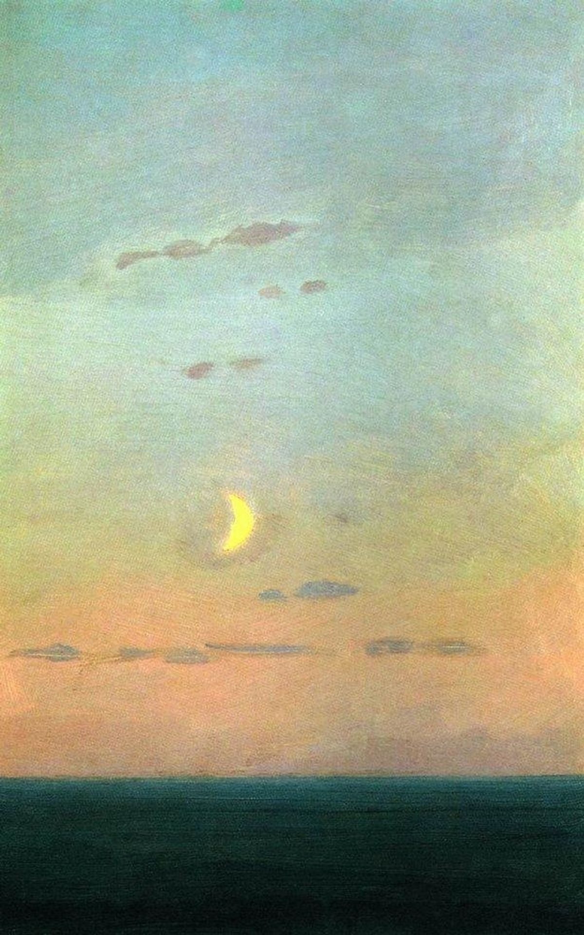 Crescent moon at sunset by Arkhyp Kuindzhi