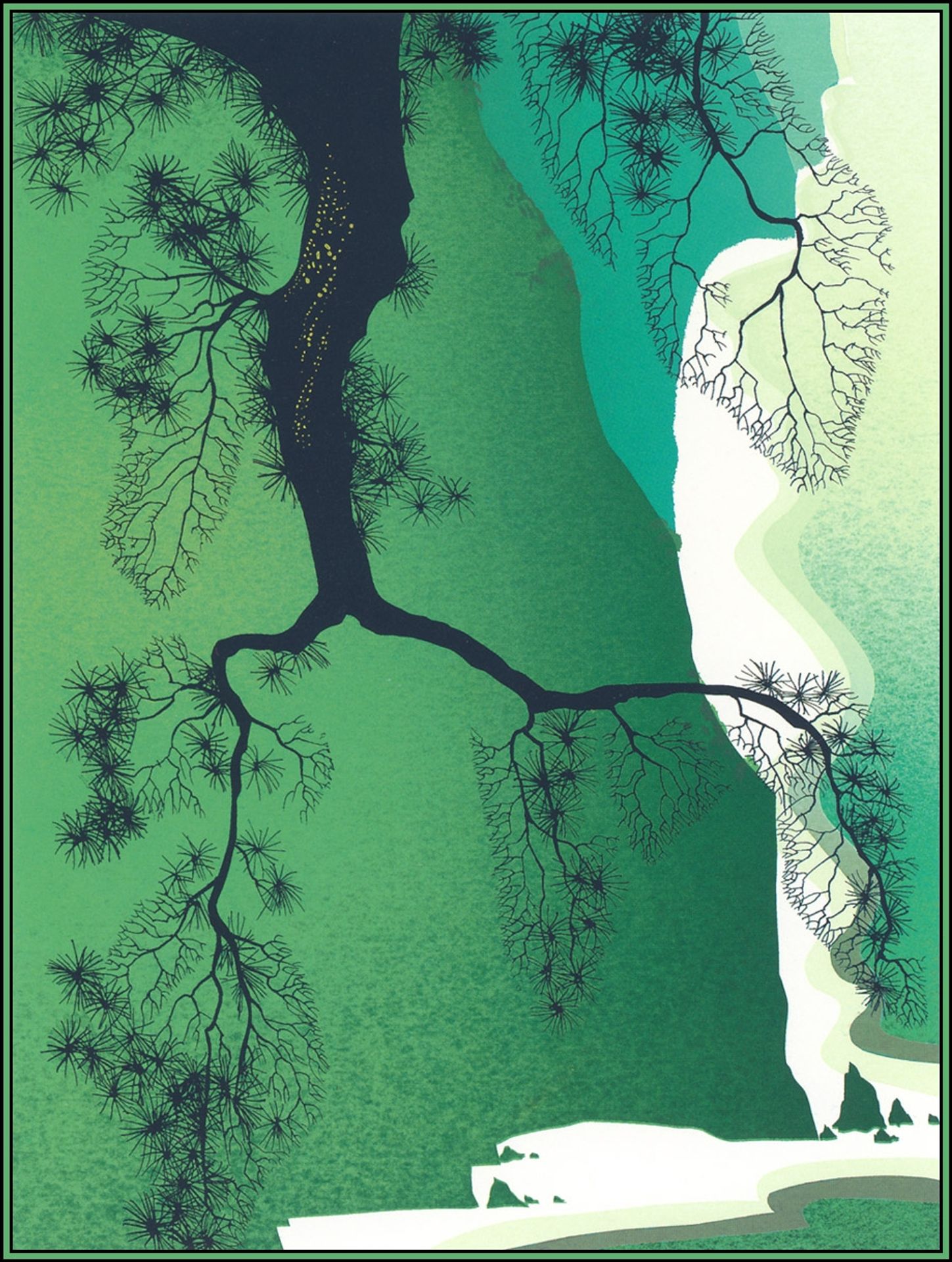 Sea Cliffs and Pine Branch by Eyvind Earle