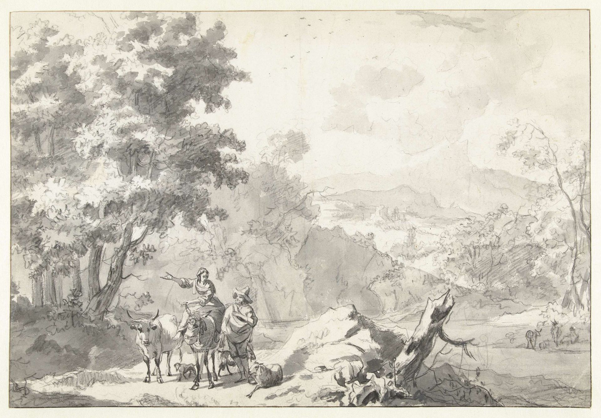 Italianate Landscape with Herders and their Flock by Abraham Jansz. Begeyn