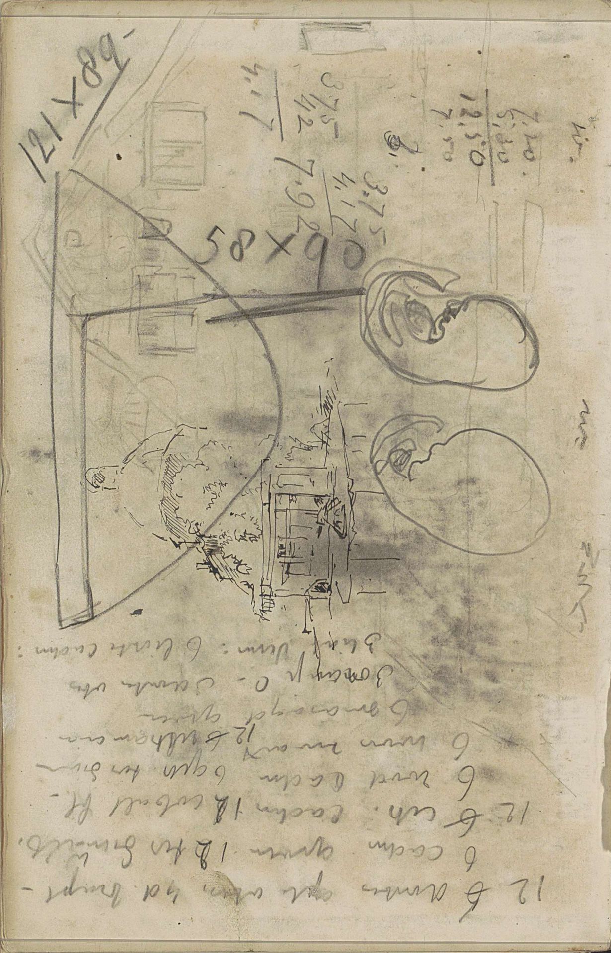 Studieblad, onder andere met architectuur by Cornelis Vreedenburgh
