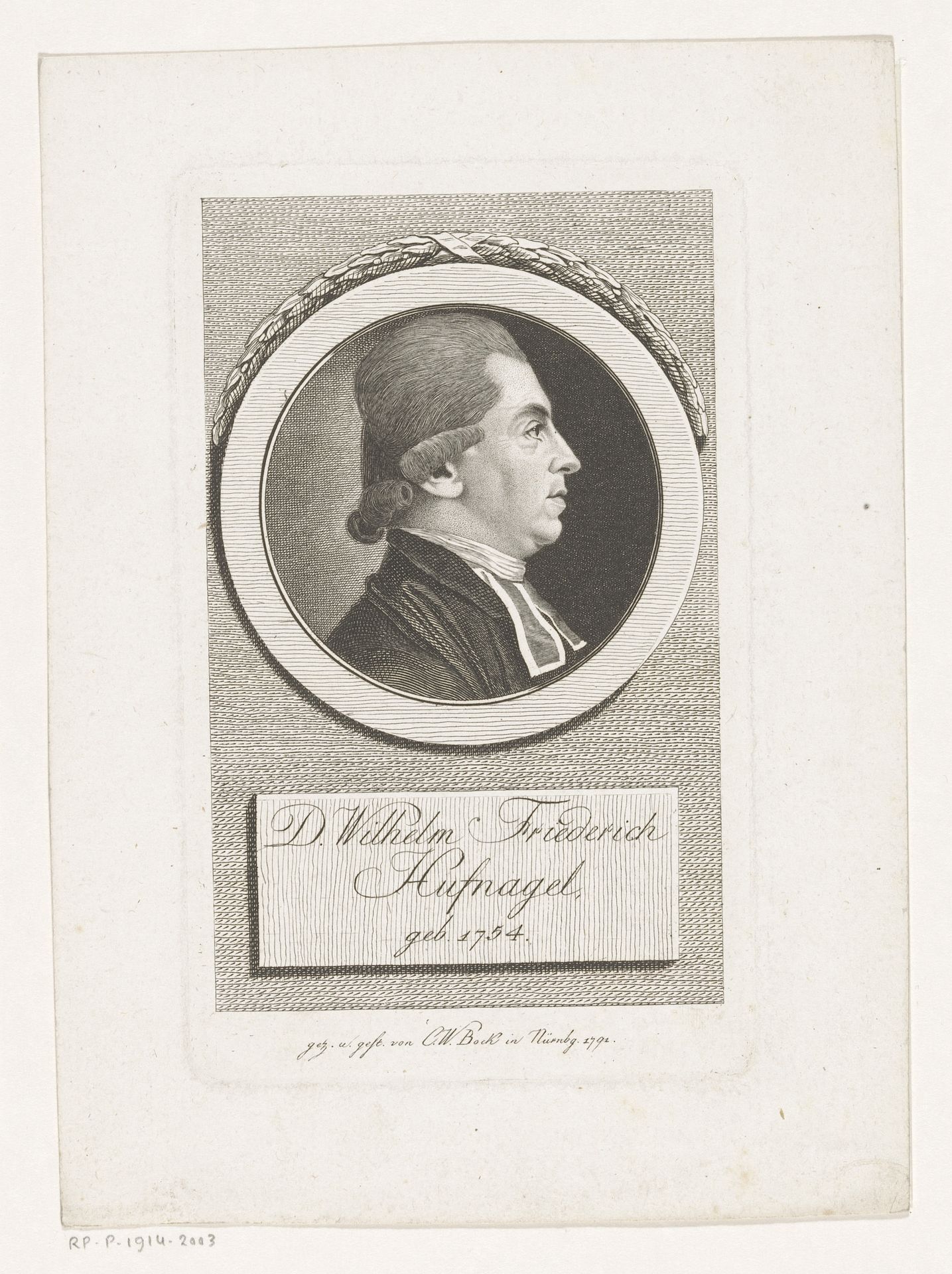 Portret van Wilhelm Friedrich Hufnagel by Christoph-Wilhelm Bock
