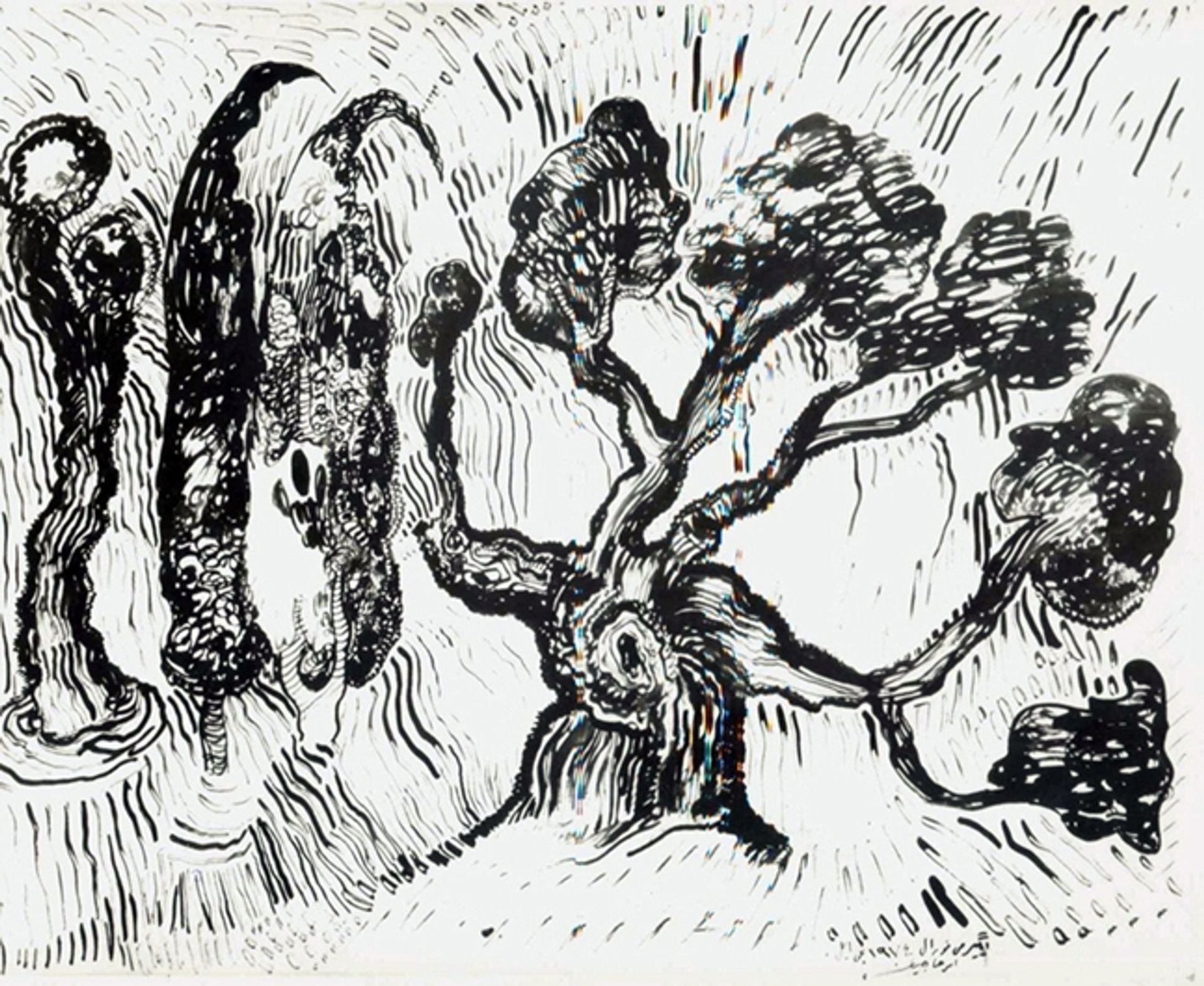 Three poplars and mulberry trees by Sattar Bahlulzade