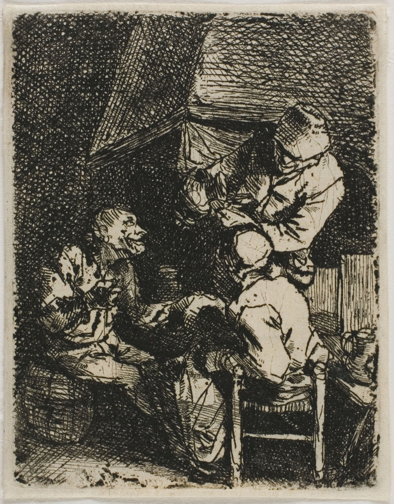 Three Peasants by a Fireplace by Cornelis Bega