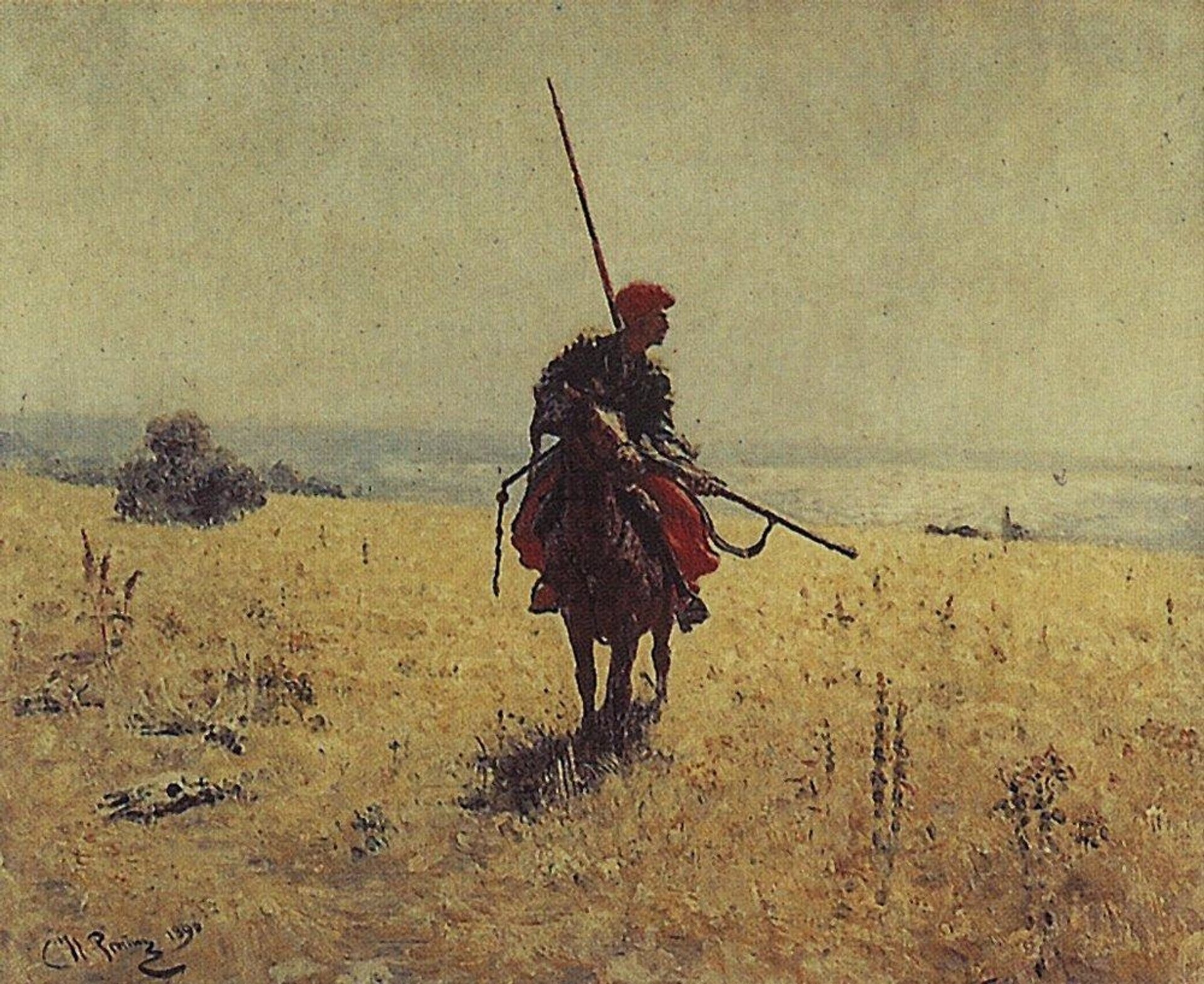 Cossack in the steppe by Ilya Repin