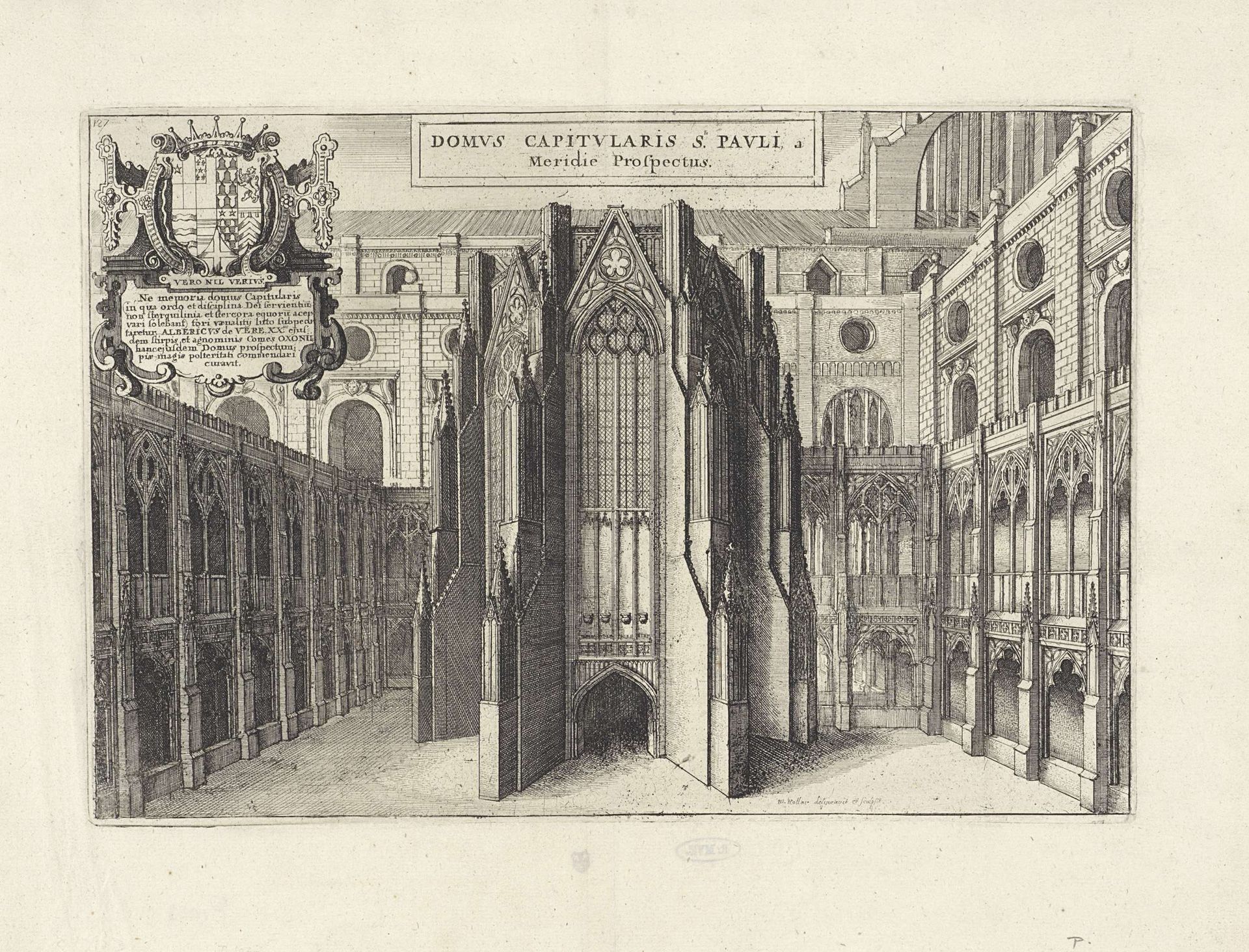 Kapittelhuis van de Saint Paul's Cathedral in Londen by Wenceslaus Hollar