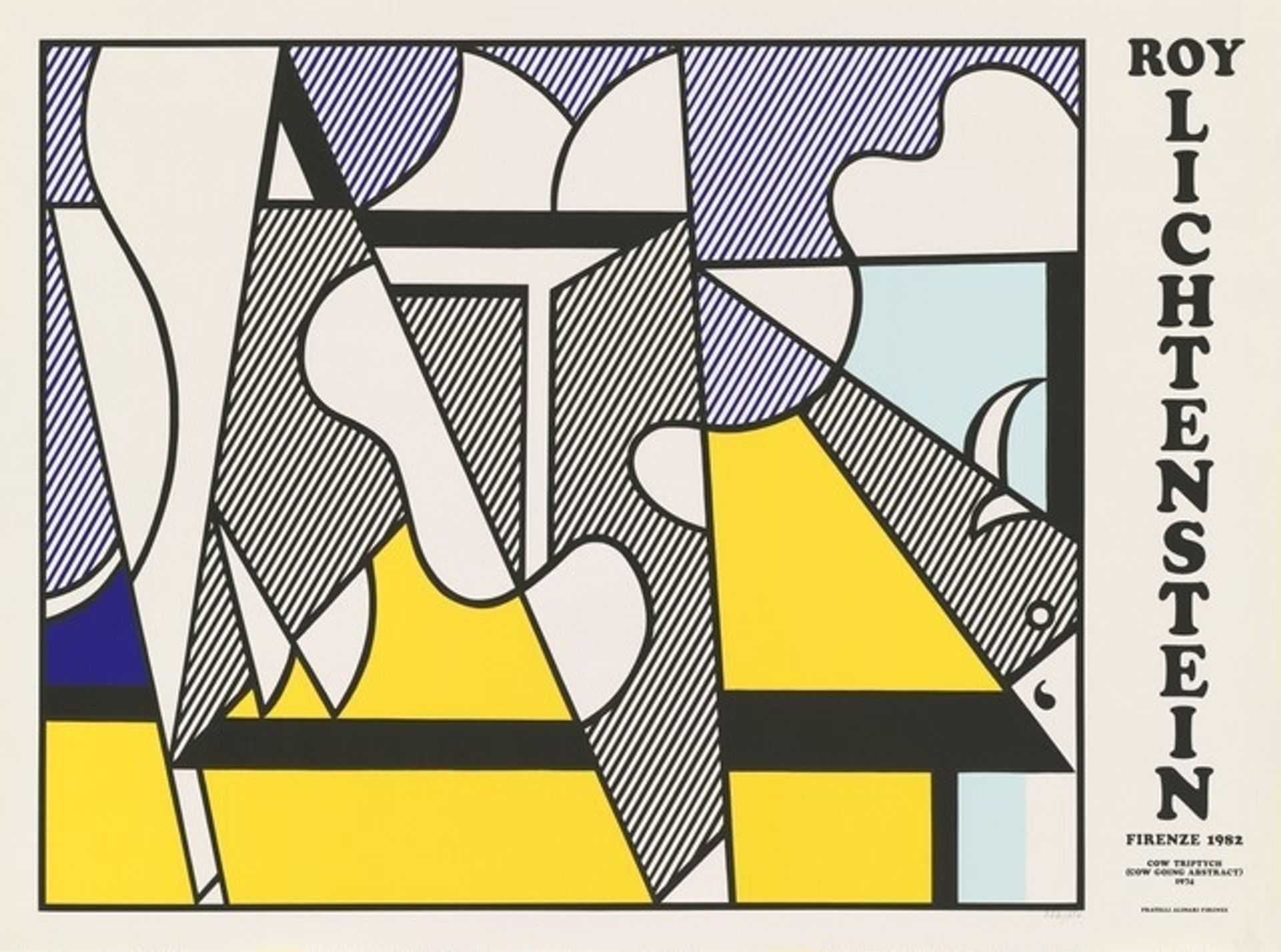 Cow Triptych (Cow Going Abstract) Poster (center panel) by Roy Lichtenstein