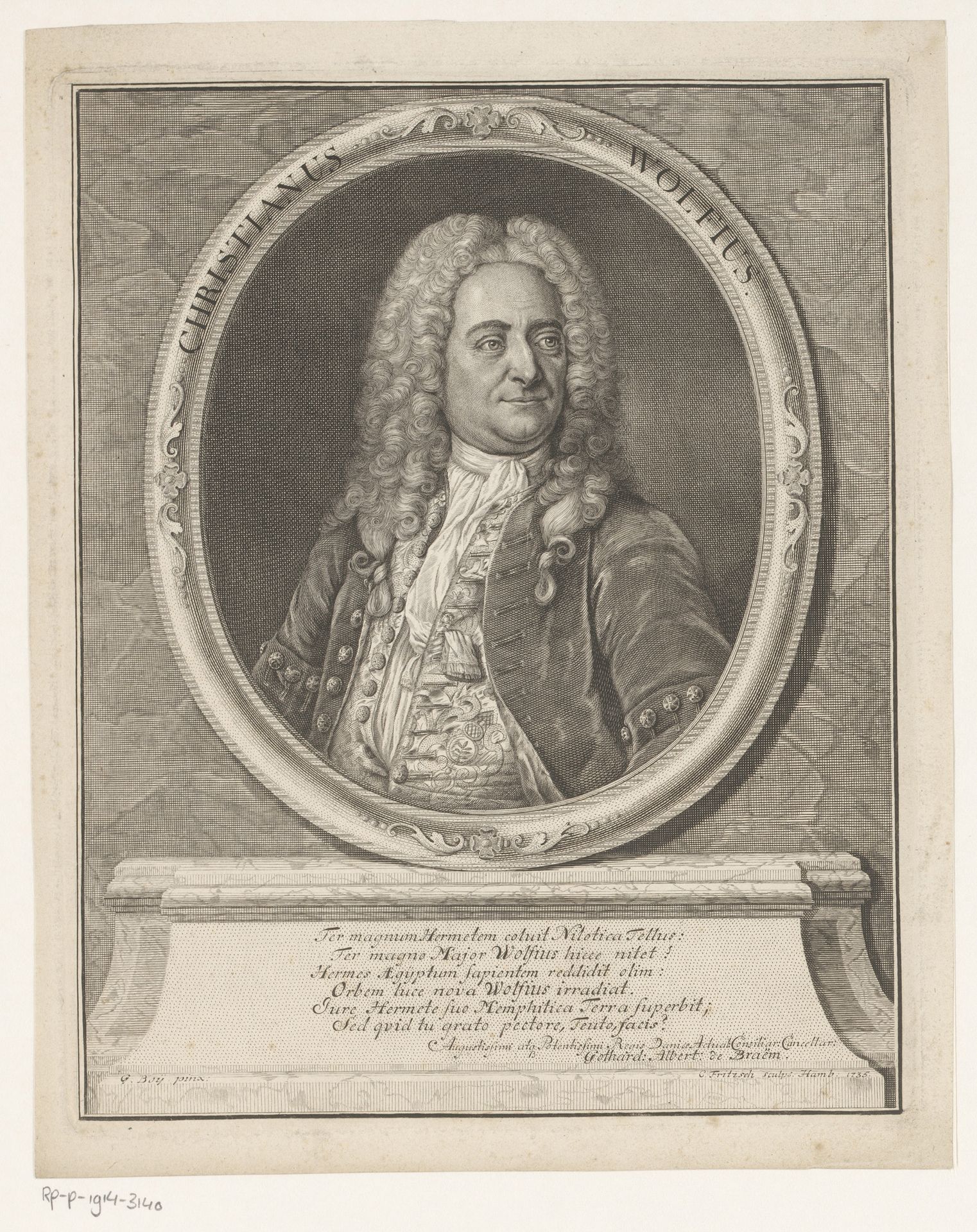 Portret van Christian Wolff by Christian Fritzsch