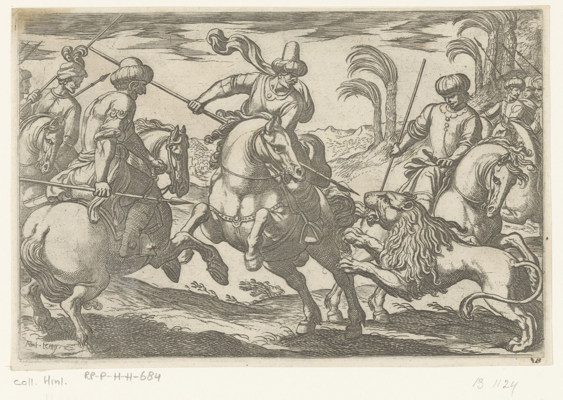 Jacht op leeuwen by Antonio Tempesta