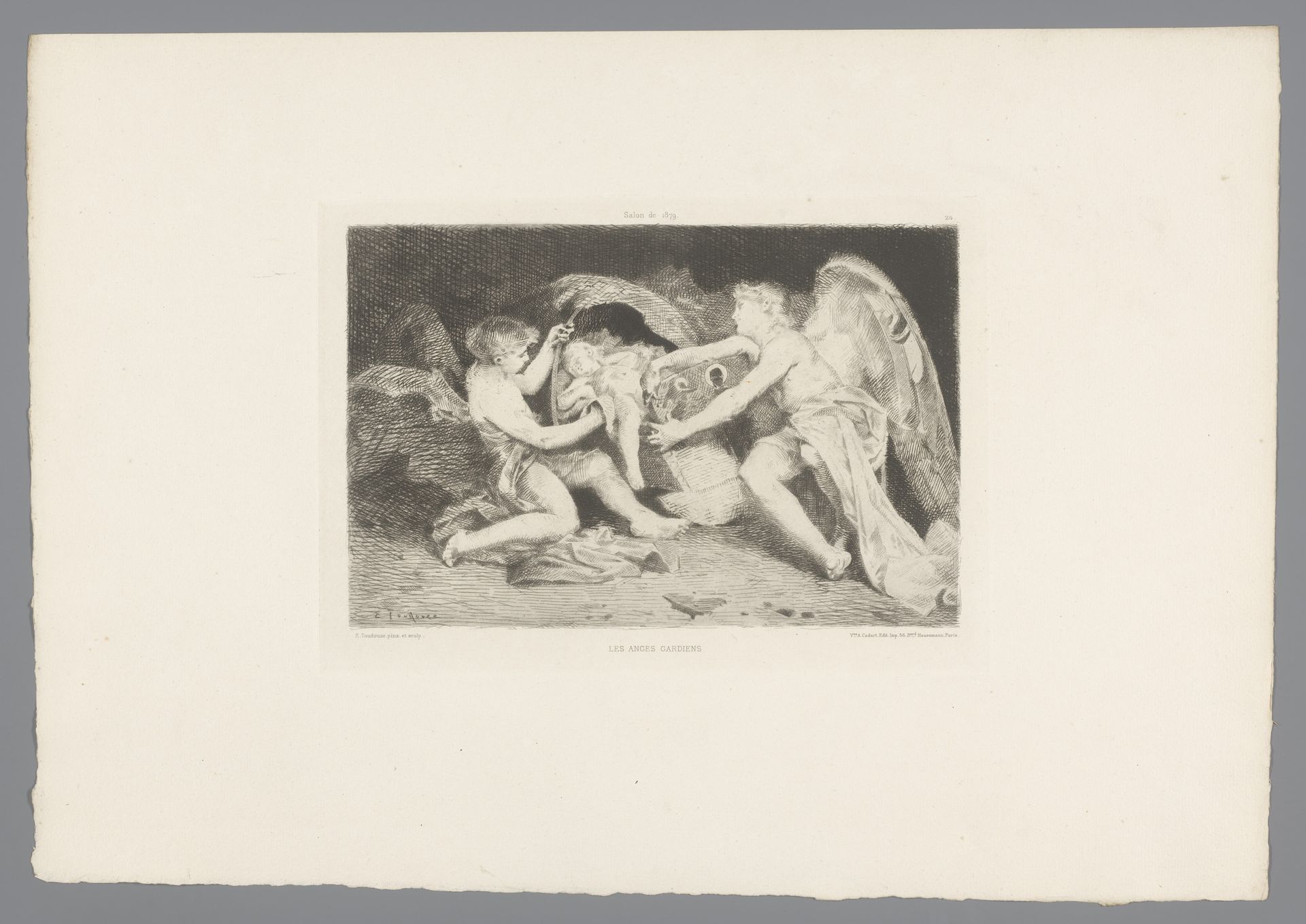 Beschermengelen bij slapend kind by Édouard Toudouze