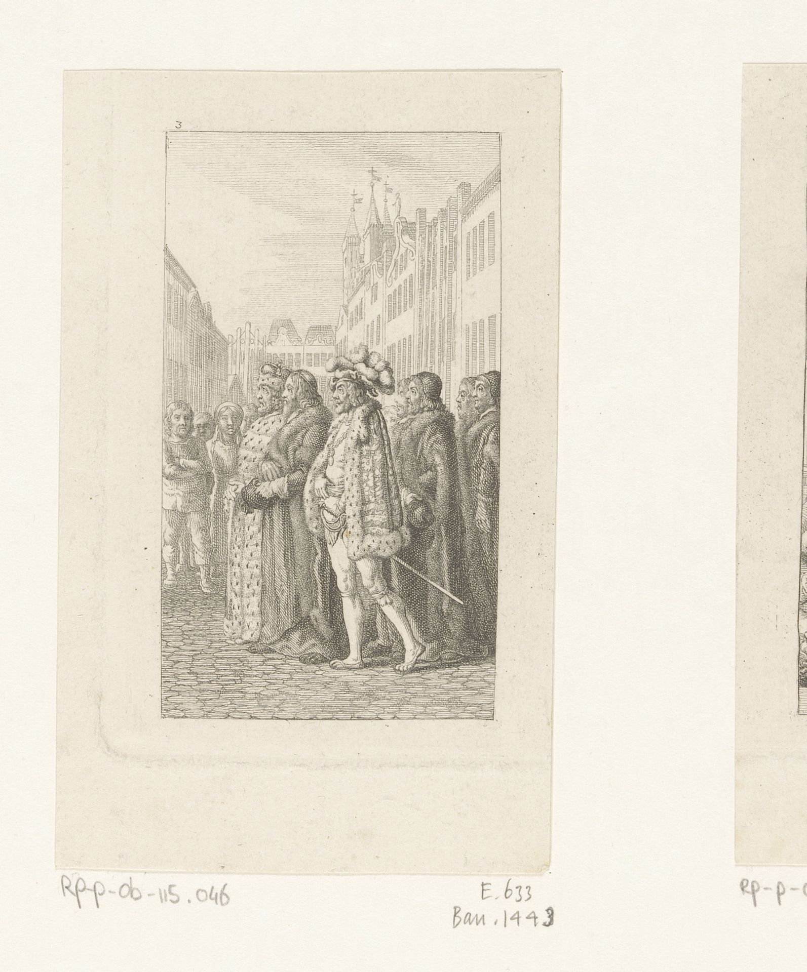 Joachim en Albrecht lopen met rector Wimpina voor aan de processie by Daniel Nikolaus Chodowiecki