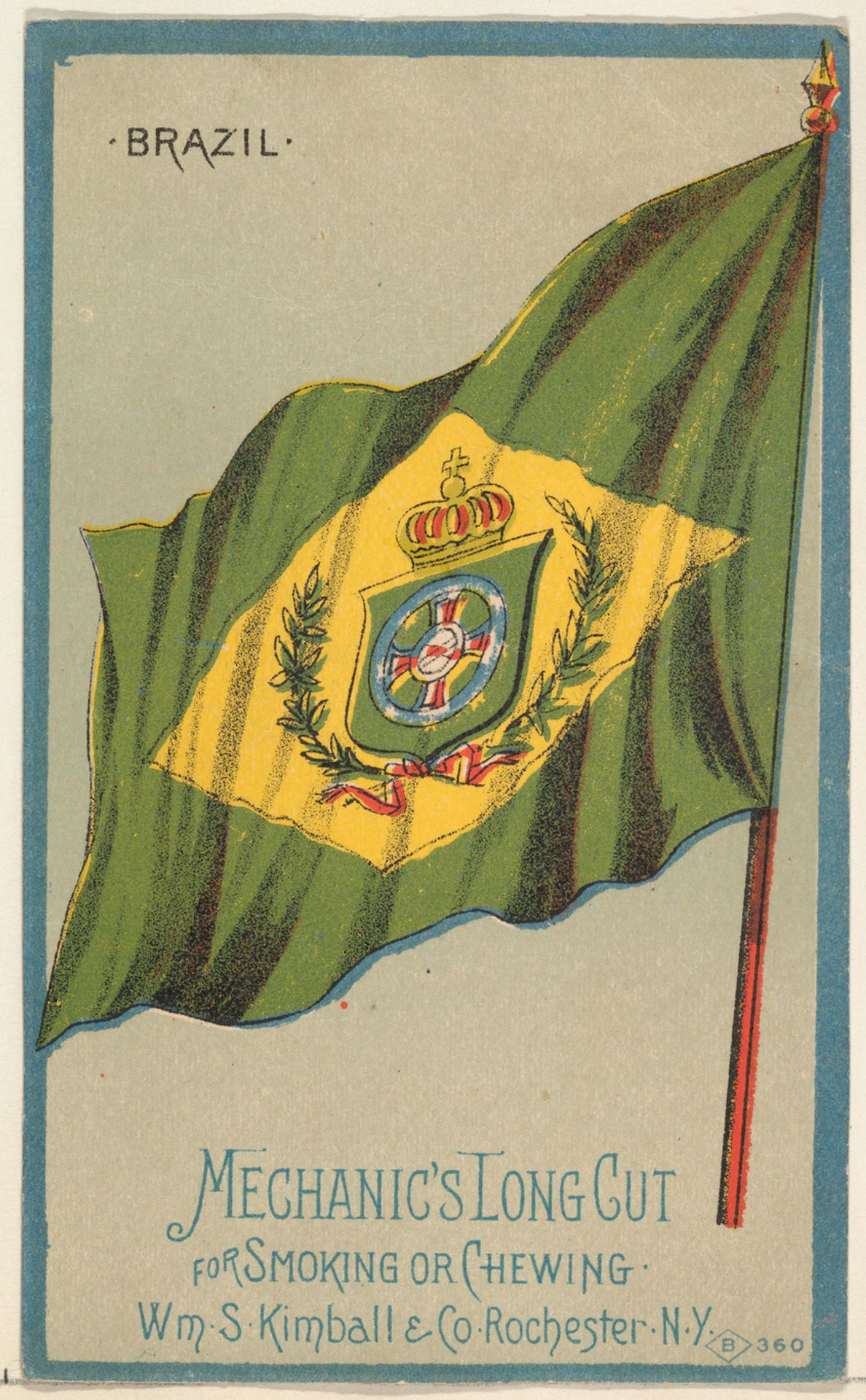 Brazil, from the National Flags series (N195) issued by Wm. S. Kimball & Co. by William S. Kimball & Company