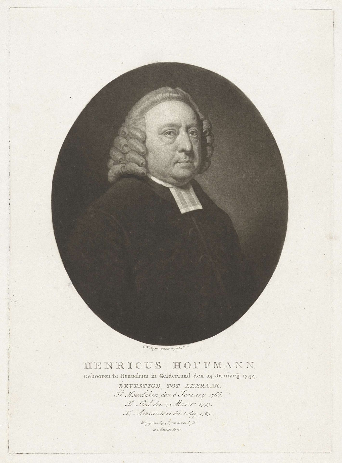 Portret van de predikant Henricus Hoffmann by Charles Howard Hodges
