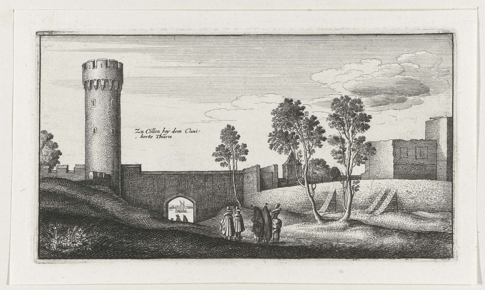 Landschap met gezicht op de stadsmuren bij Keulen by Wenceslaus Hollar