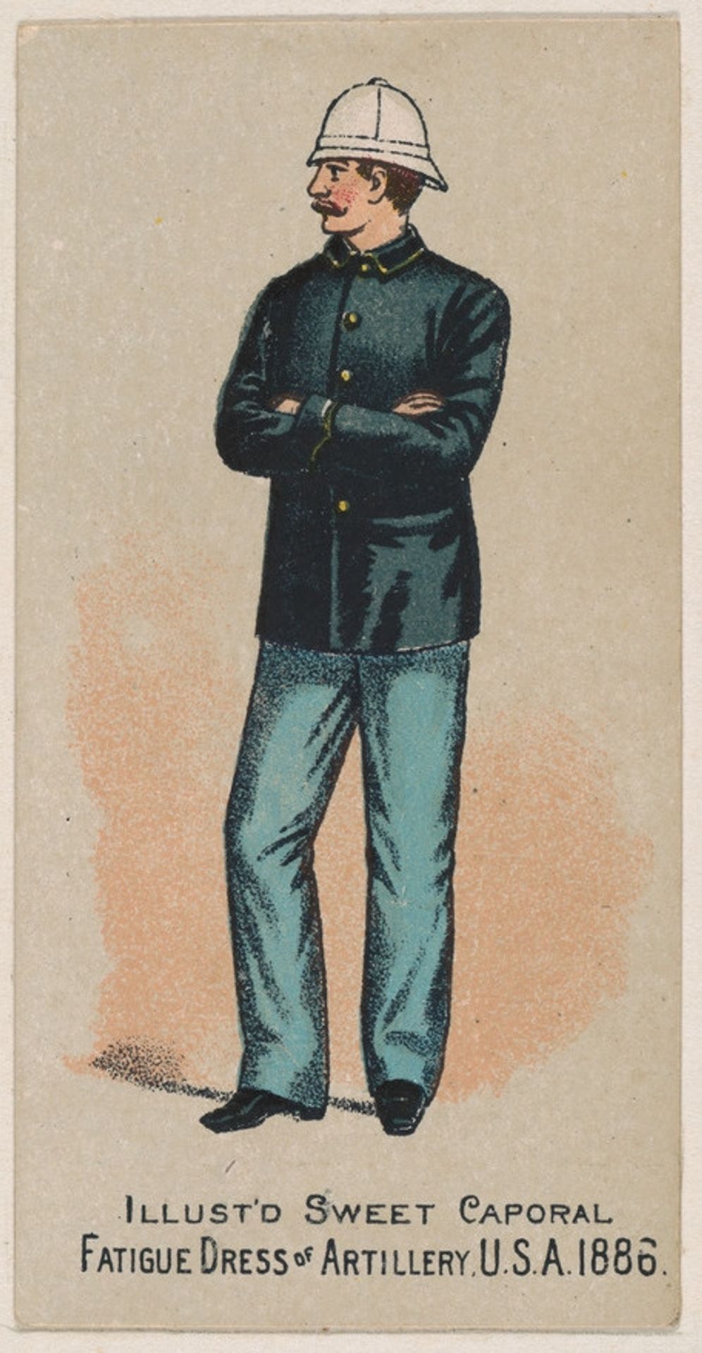 Fatigue Dress, Artillery, United States Army, 1886, from the Military Series (N224) issued by Kinney Tobacco Company to promote Sweet Caporal Cigarettes by Kinney Brothers Tobacco Company