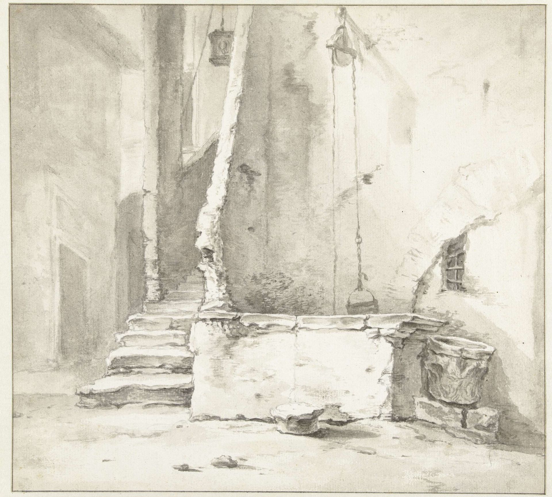 Waterput bij een huis by Thomas Wijck