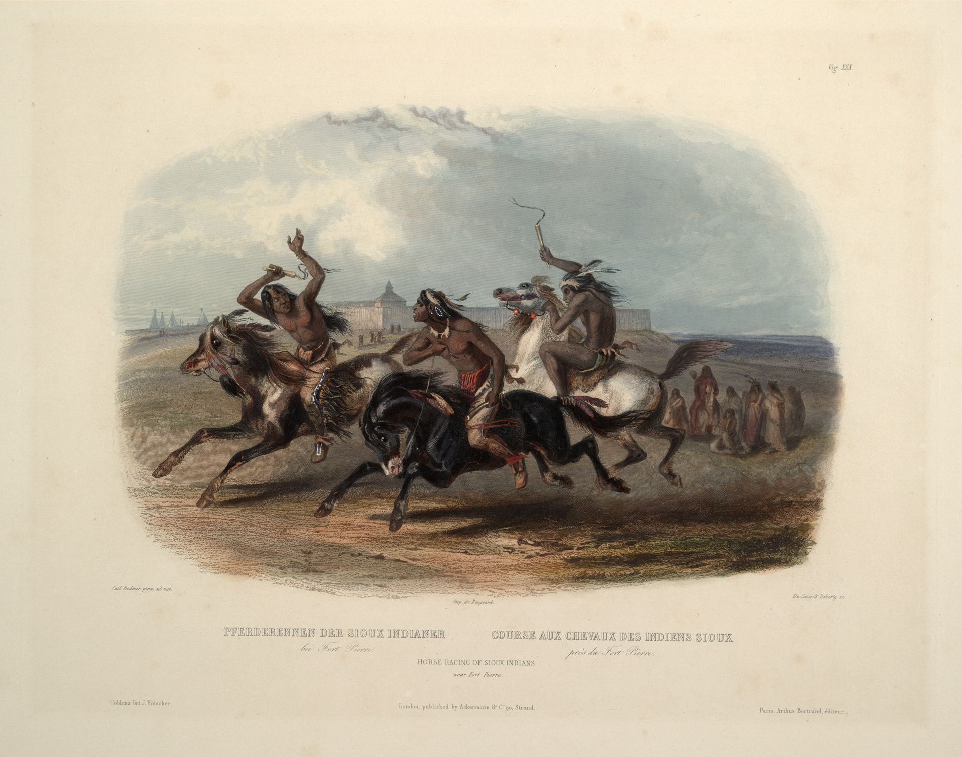 Horse Racing of Sioux Indians near Fort Pierre, plate 30 from Volume 1 of 'Travels in the Interior of North America' by Karl Bodmer
