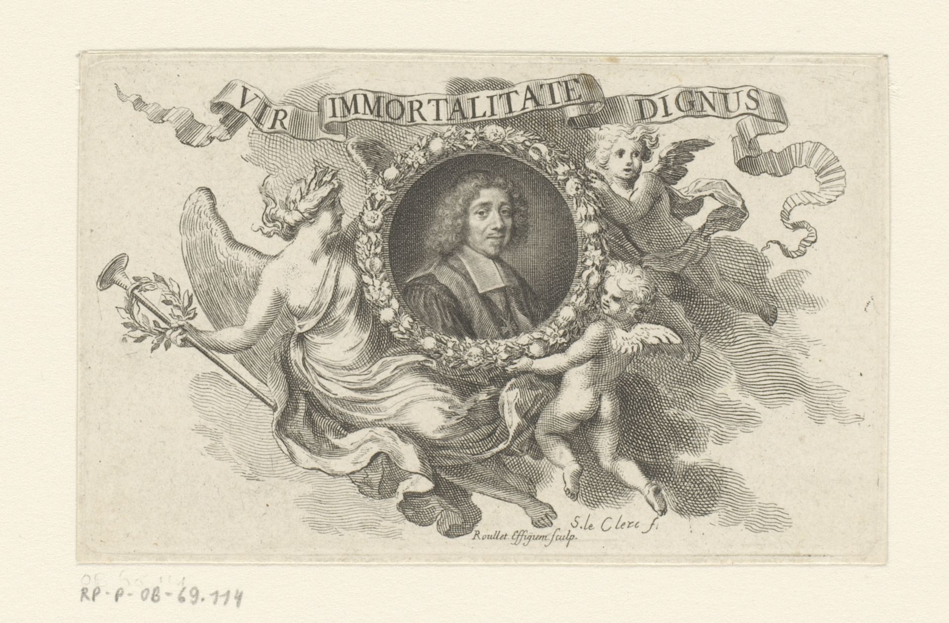 Vignet met portret van Michel Le Tellier by Sébastien Leclerc I