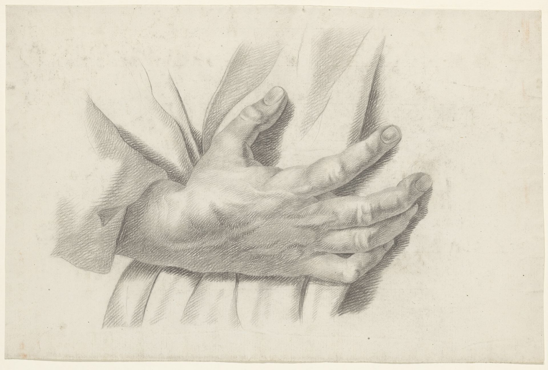 Academiestudie naar een gips van een antiek beeld: detailstudie van een hand by Johannes Tavenraat