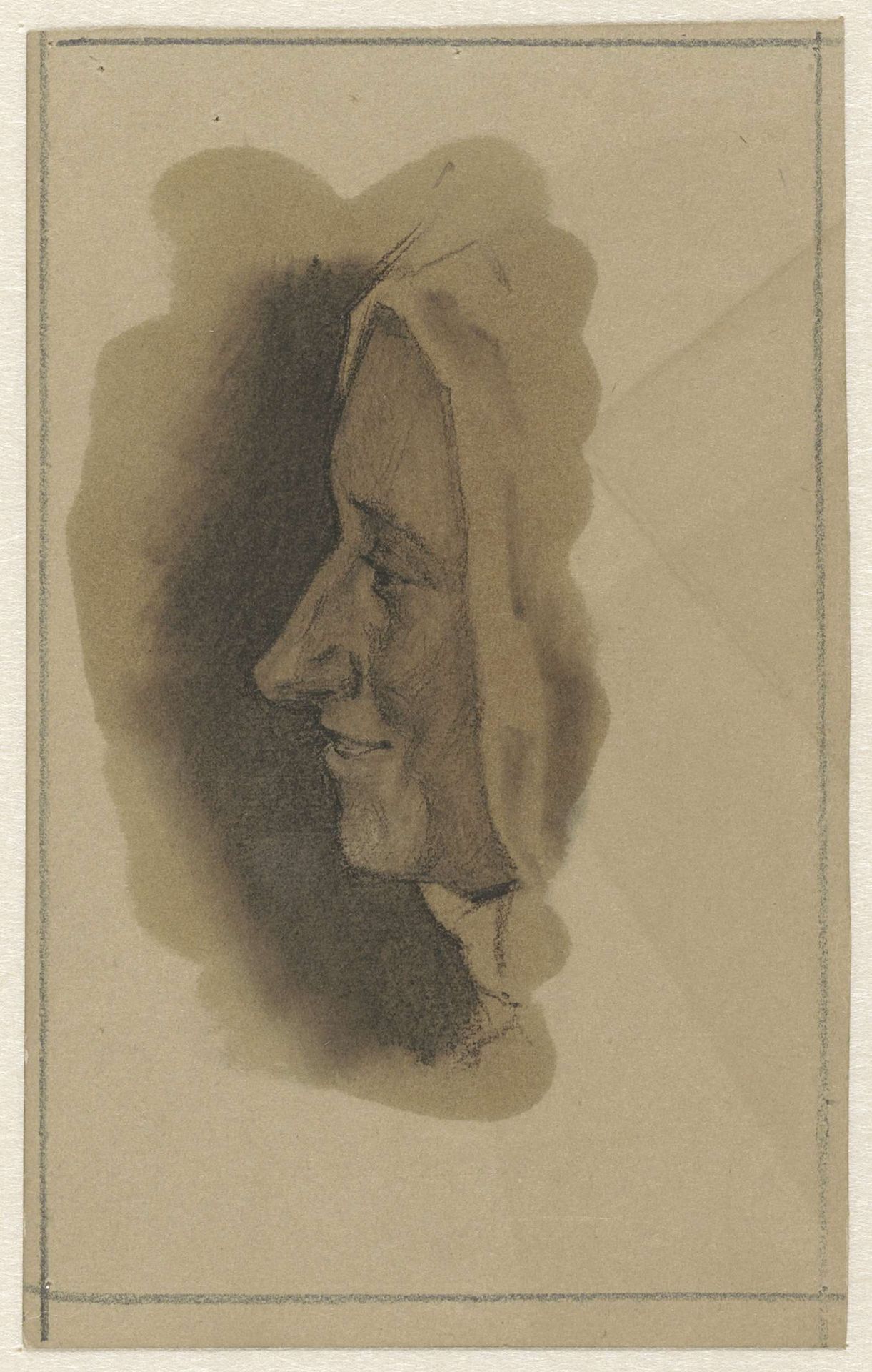 Profiel van een lachende vrouw by Jan Veth