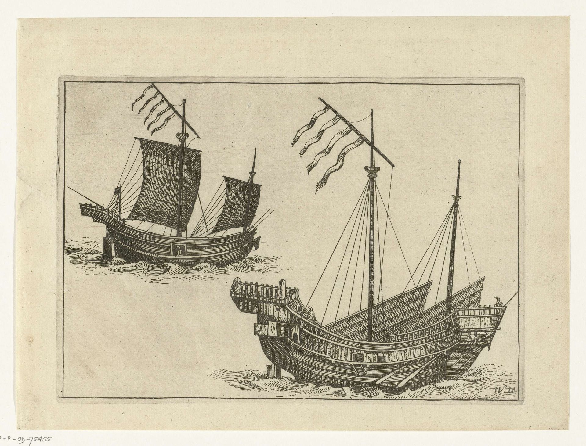 Twee Chinese jonken, 1607 by Anonymous