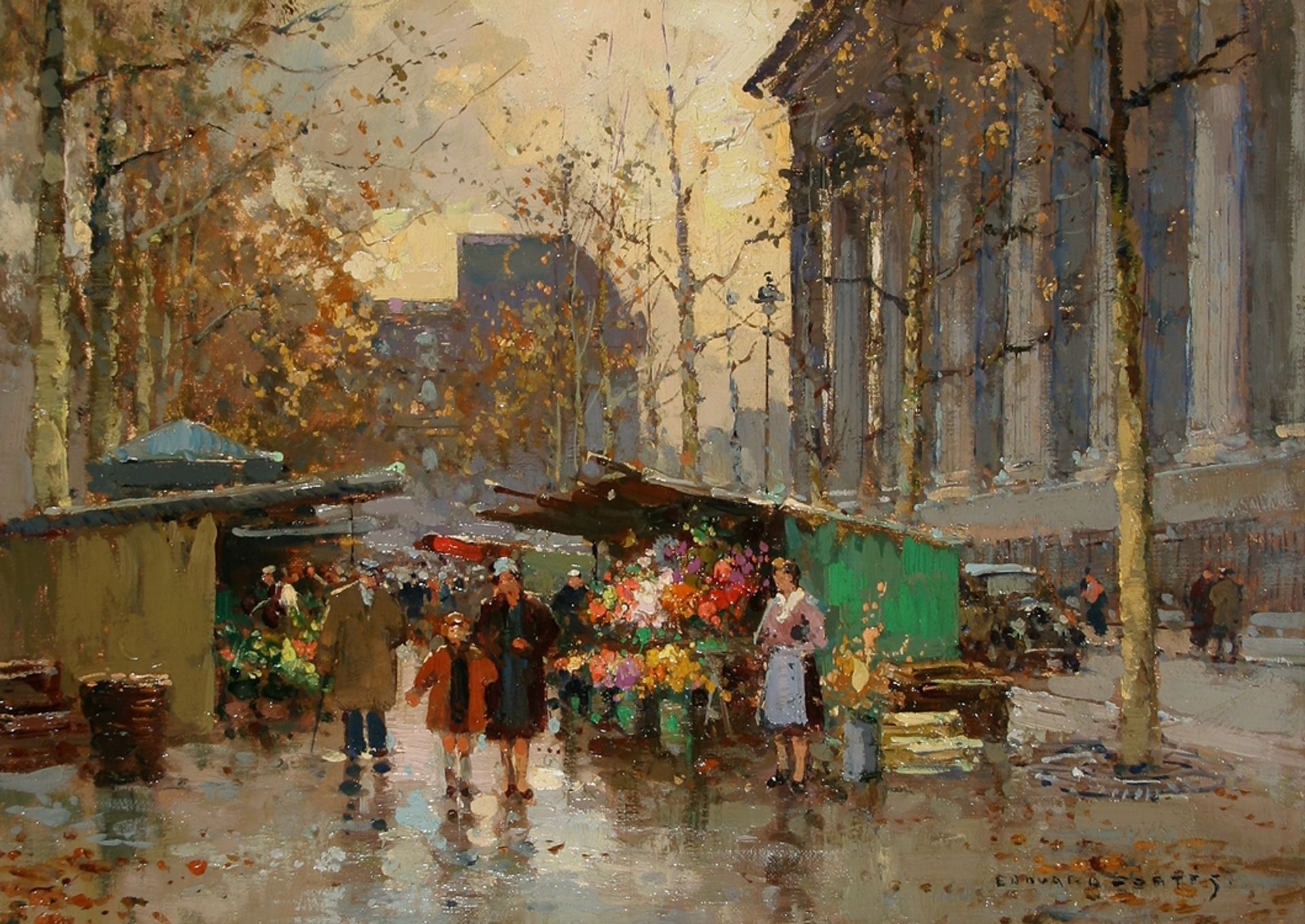 Flower Market At La Madeleine by Edouard Cortes