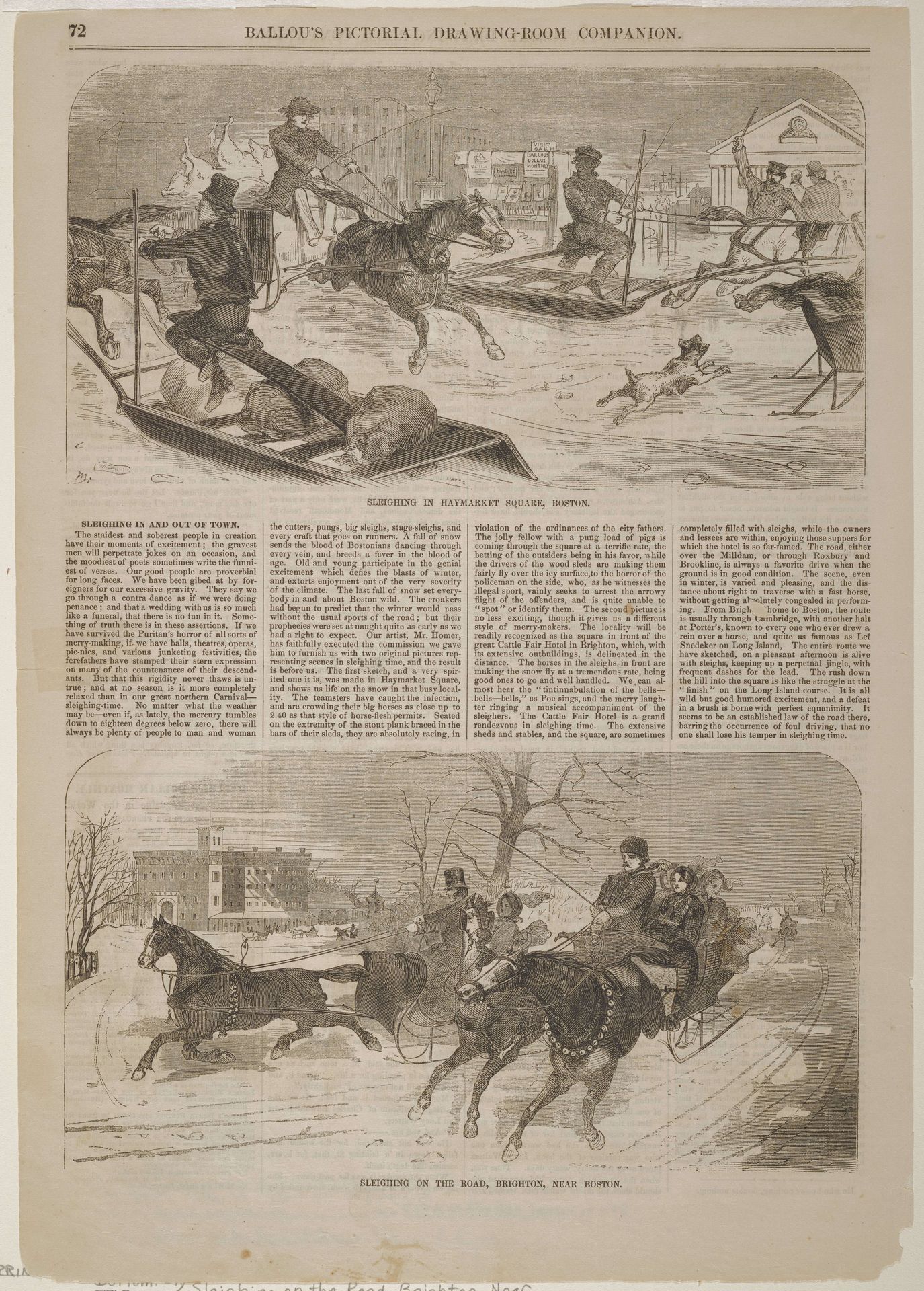 Sleighing in Haymarket Square by Winslow Homer