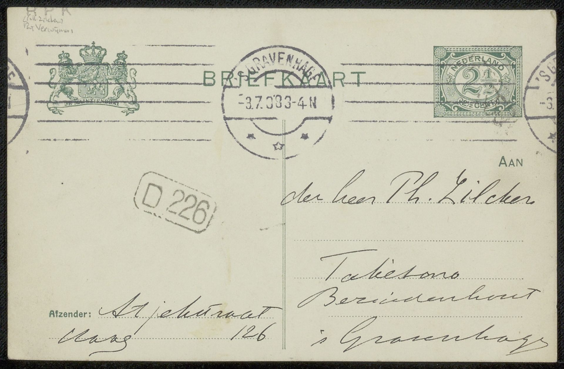 Briefkaart aan Philip Zilcken by Suze Groshans