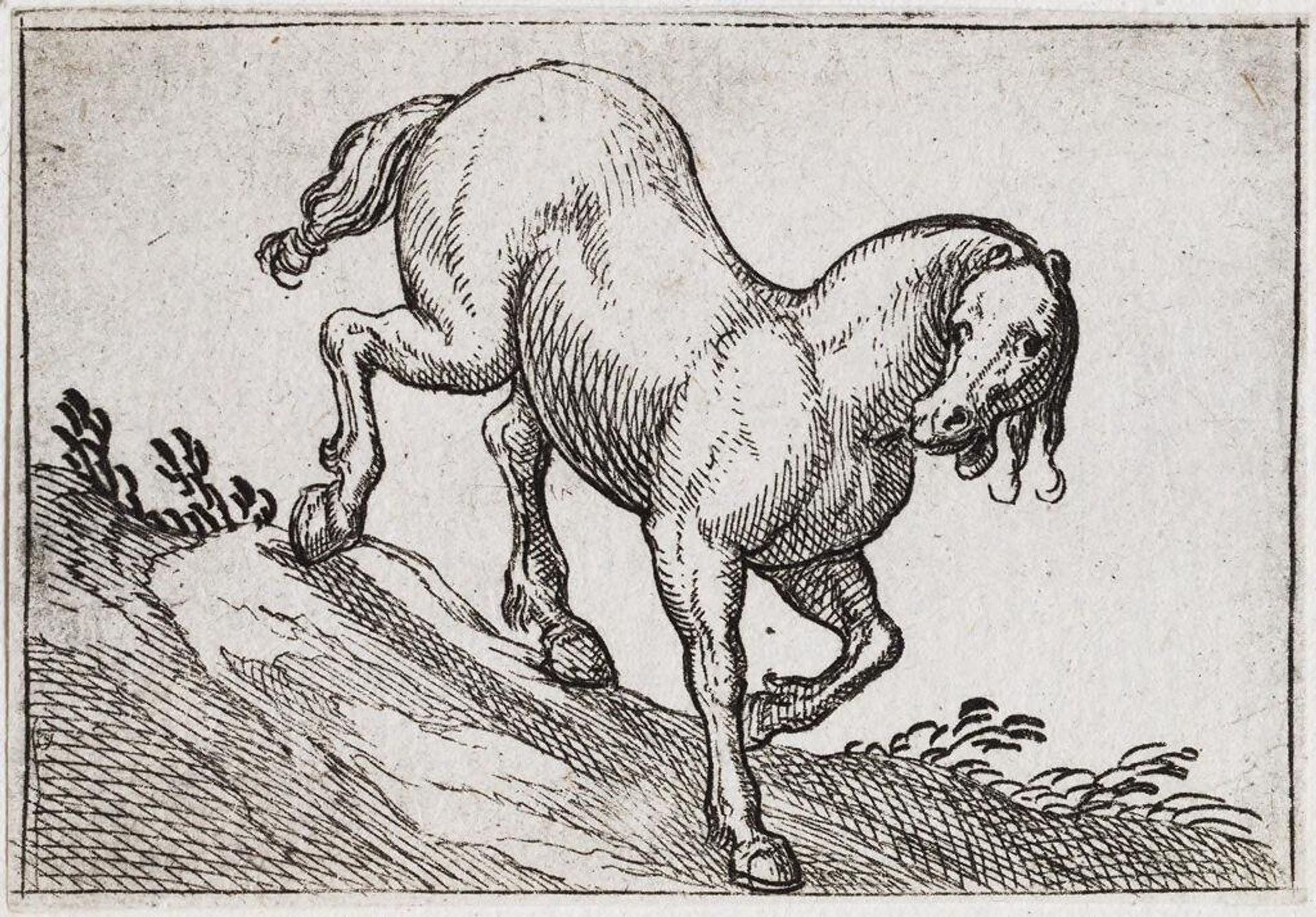 Horse Descending a Mound, Facing Right by Antonio Tempesta