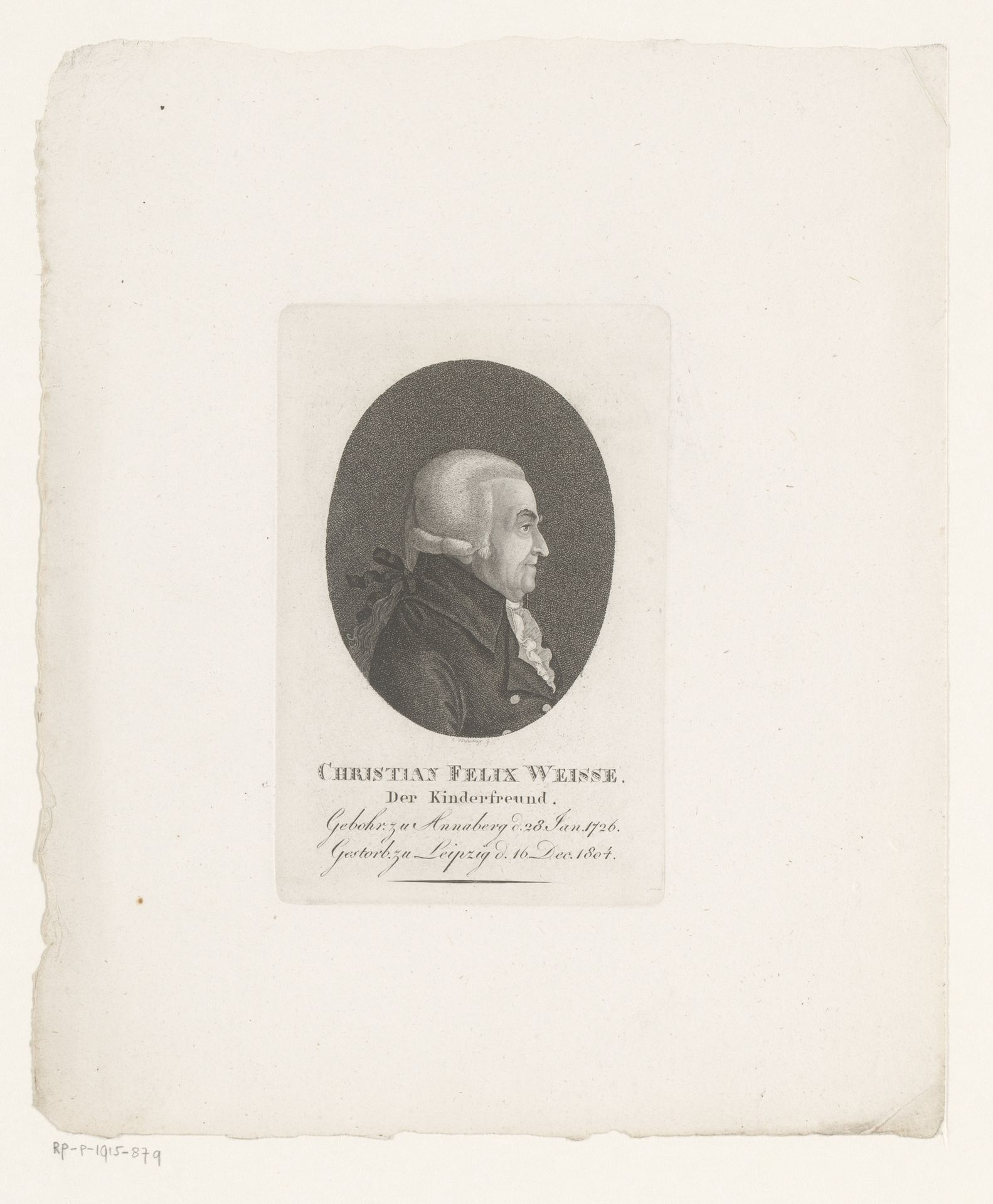 Portret van Christian Felix Weisse by Konrad Westermayr