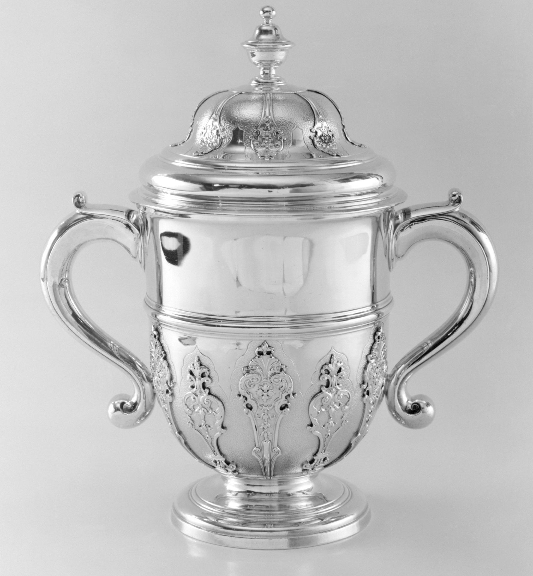 Two-handled cup with cover by Augustin Courtauld