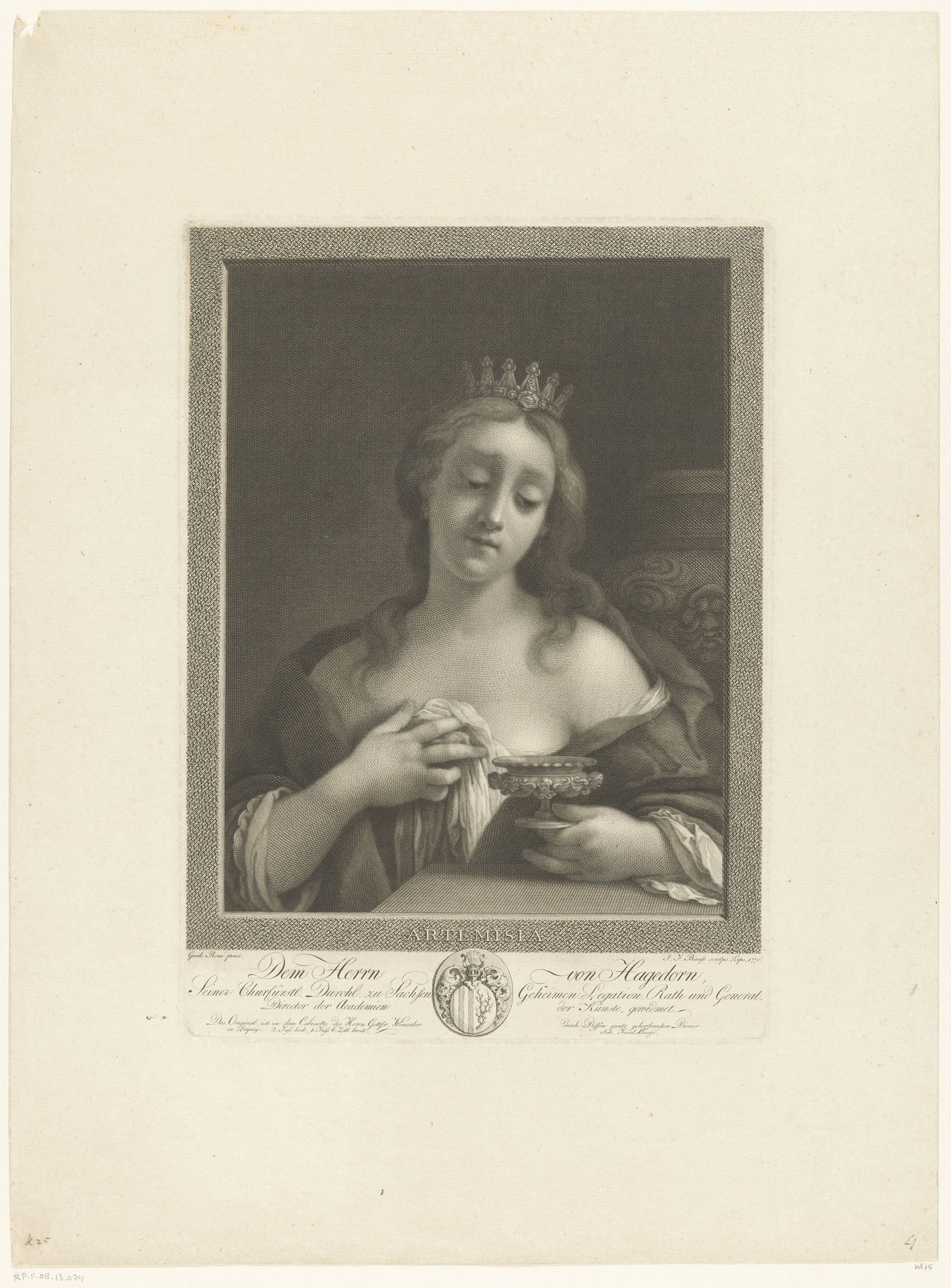 Artemisia met de as van haar man Mausolus in een beker by Johann Friedrich Bause